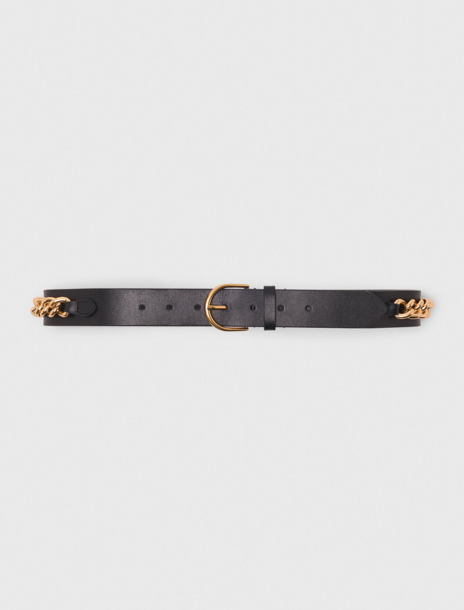 Leather belt with chain details