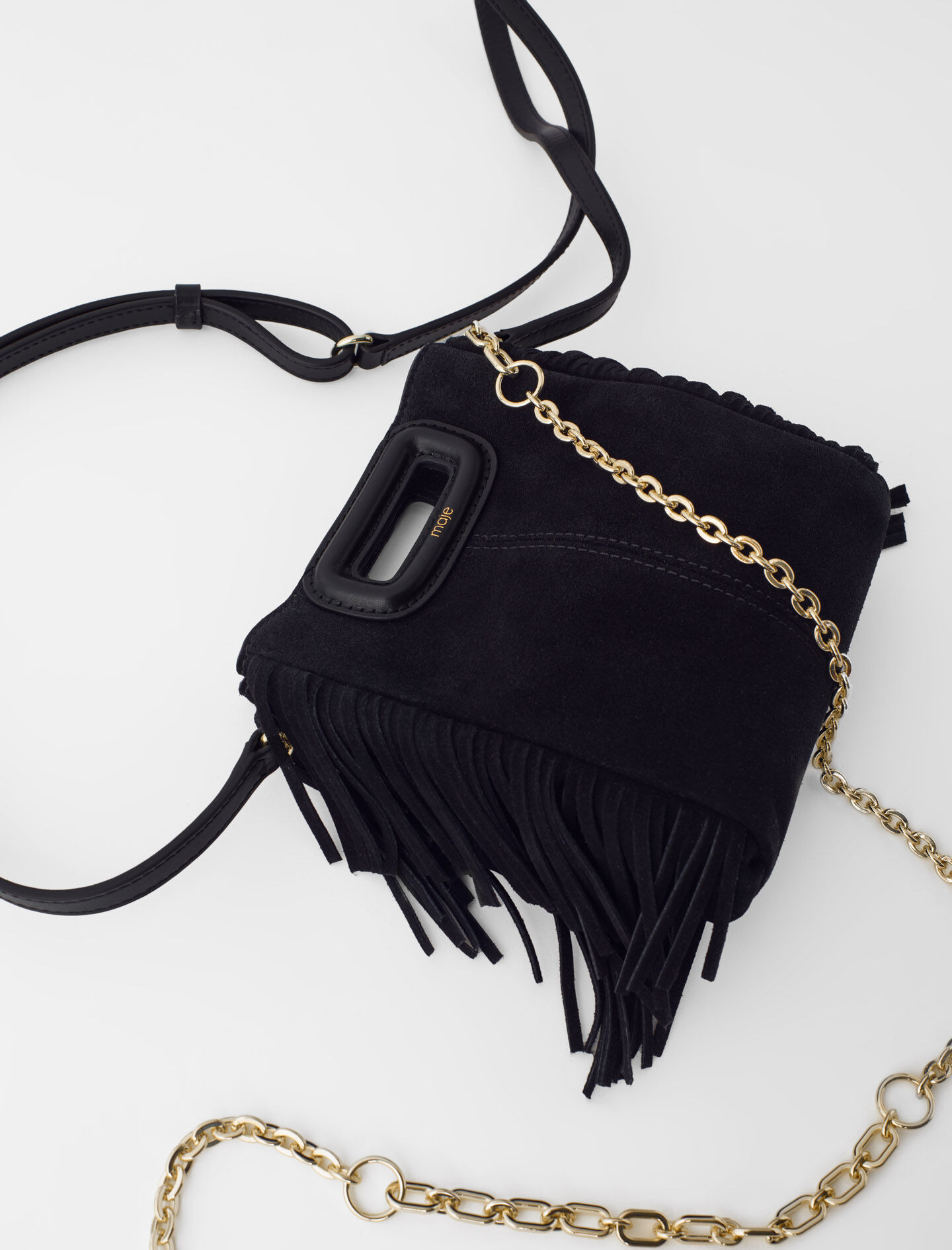 【内祝い】 M mini bag in suede leather Black / Gray For Women | Maje バッグ