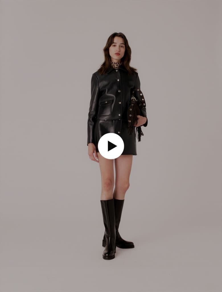 Cropped leather jacket Black / Gray For Women | Maje