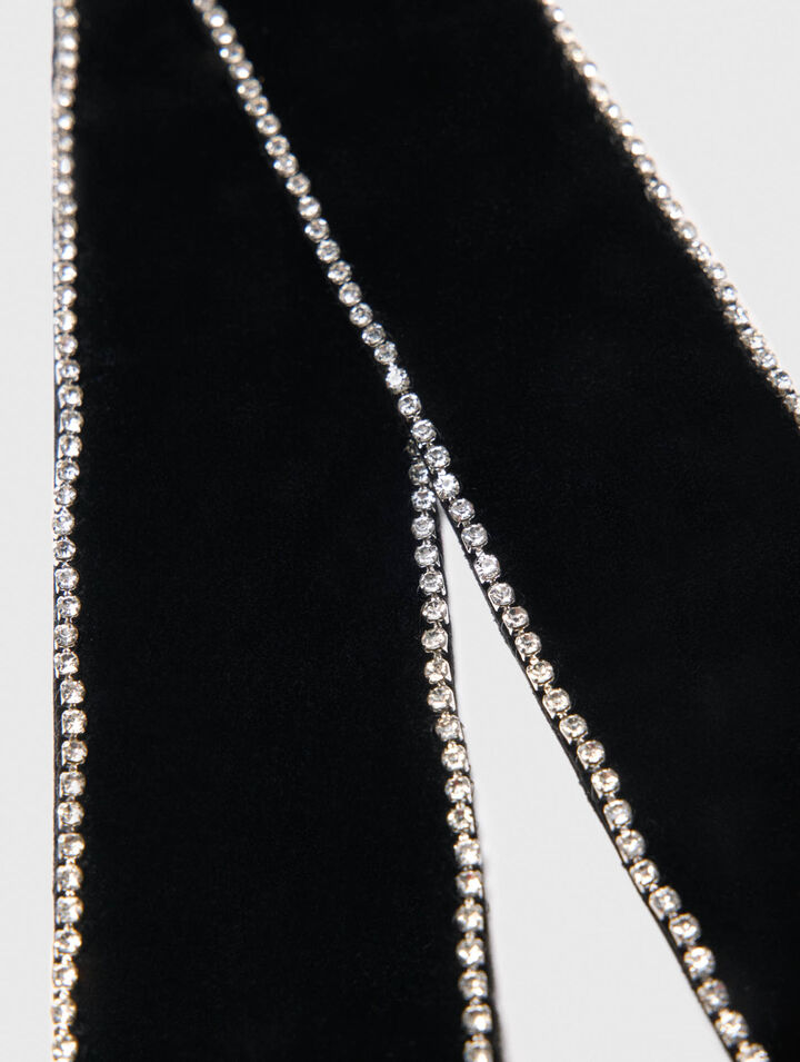 Rhinestone velvet bow barrette