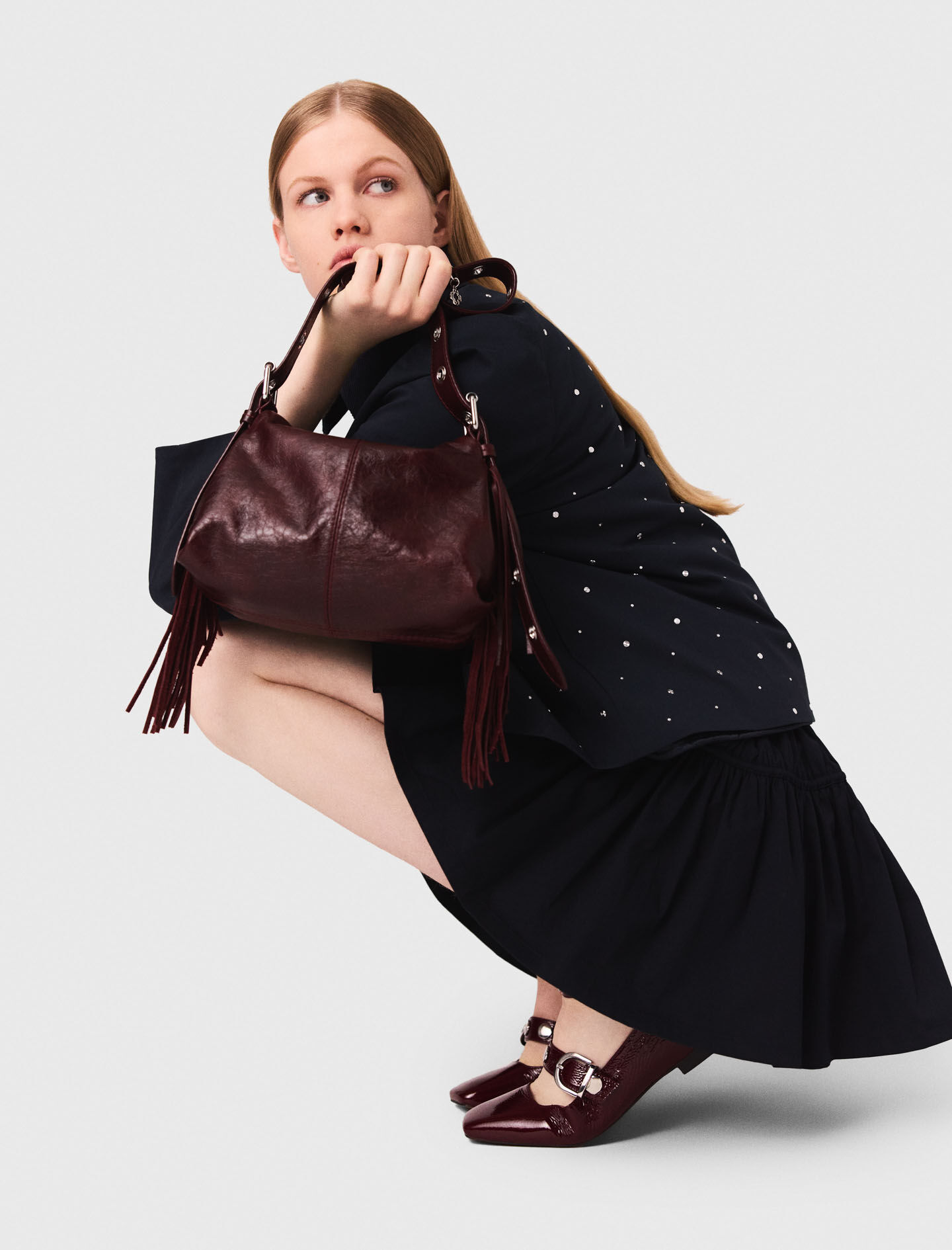 Miss M mini cracked leather bag Red For Women | Maje