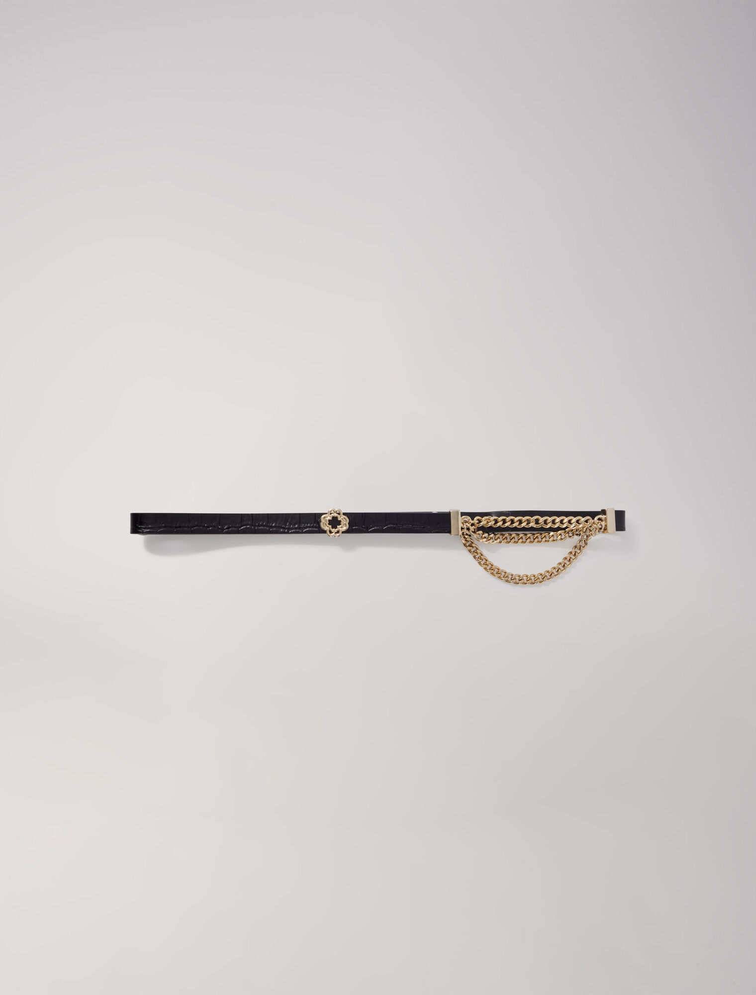 Clover leather and chain belt