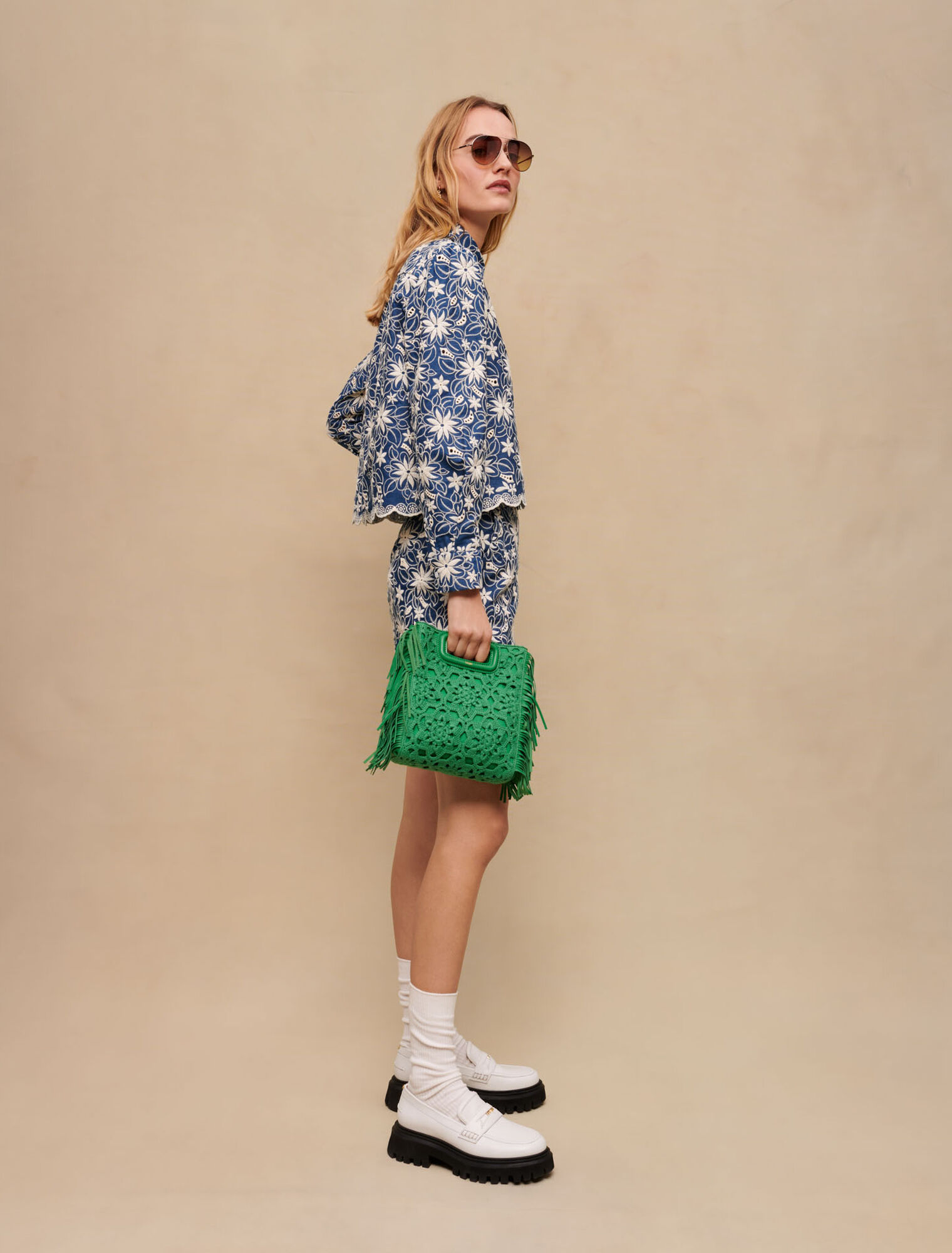 Embroidered cropped jacket