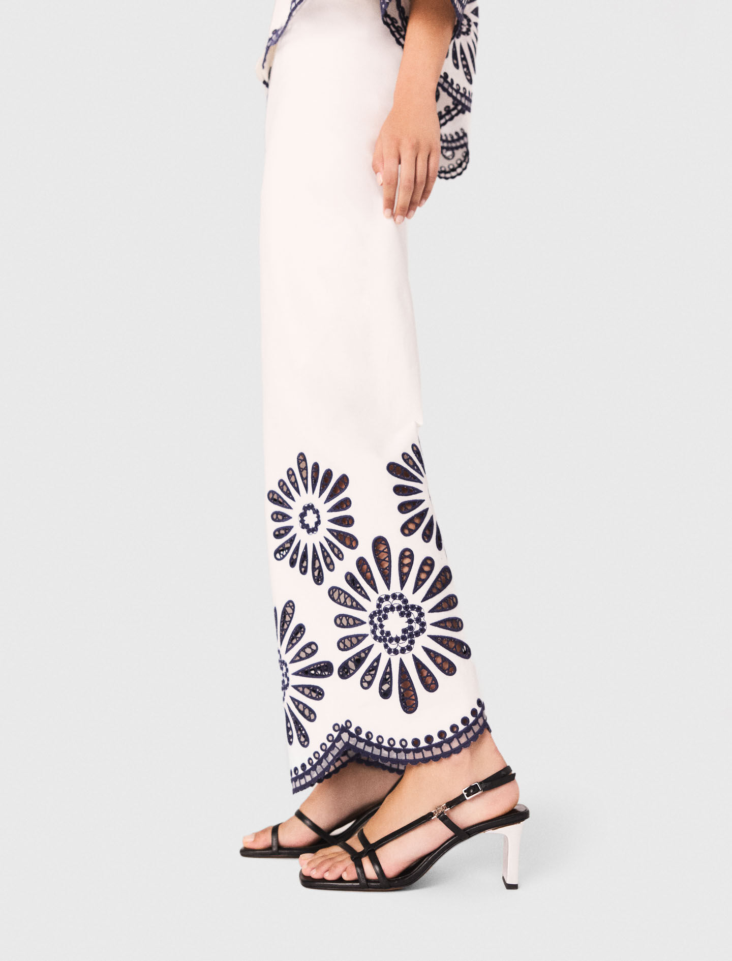 Trousers with crochet detail Bicolor For Women | Maje