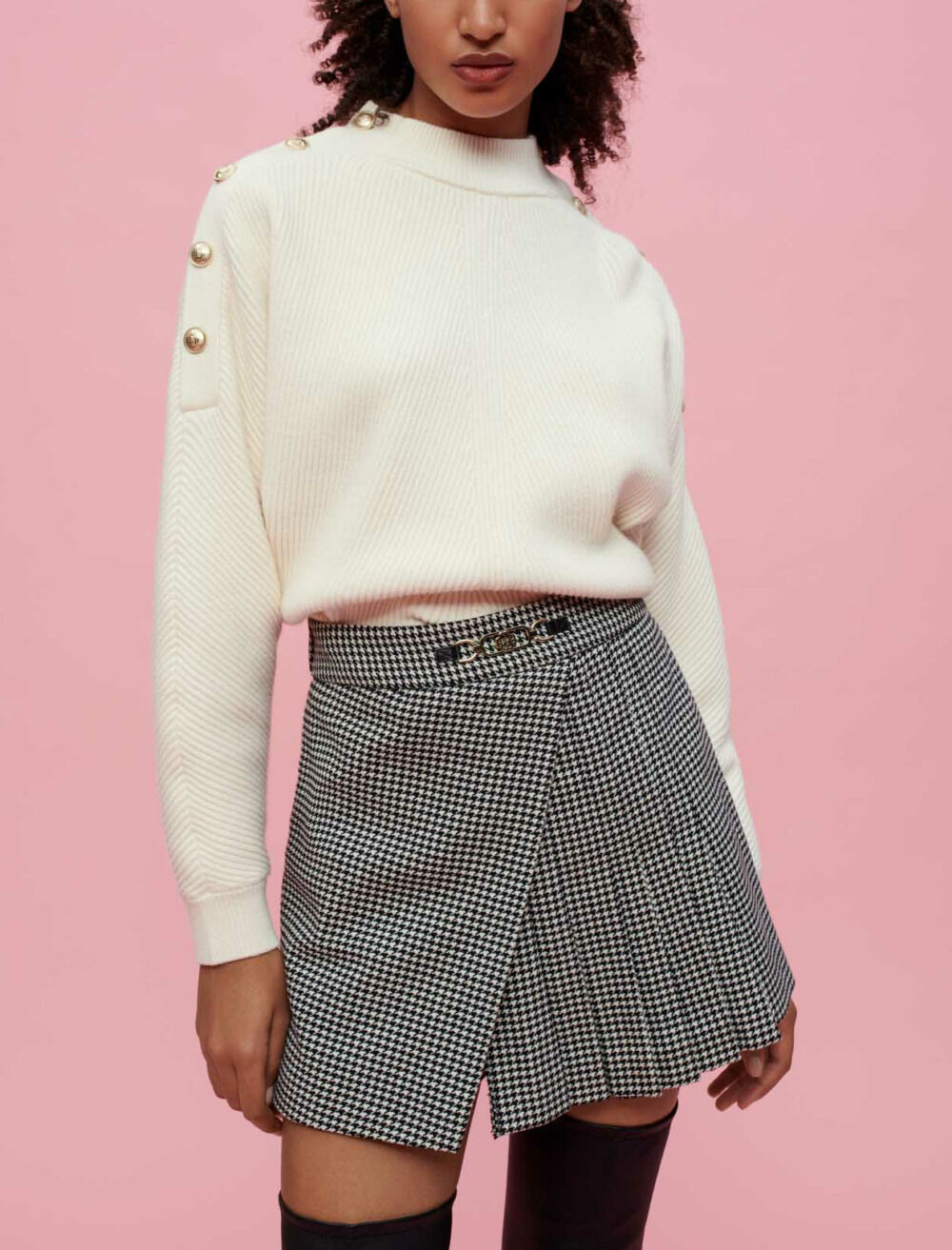 Trompe l'oeil houndstooth shorts Bicolor For Women | Maje