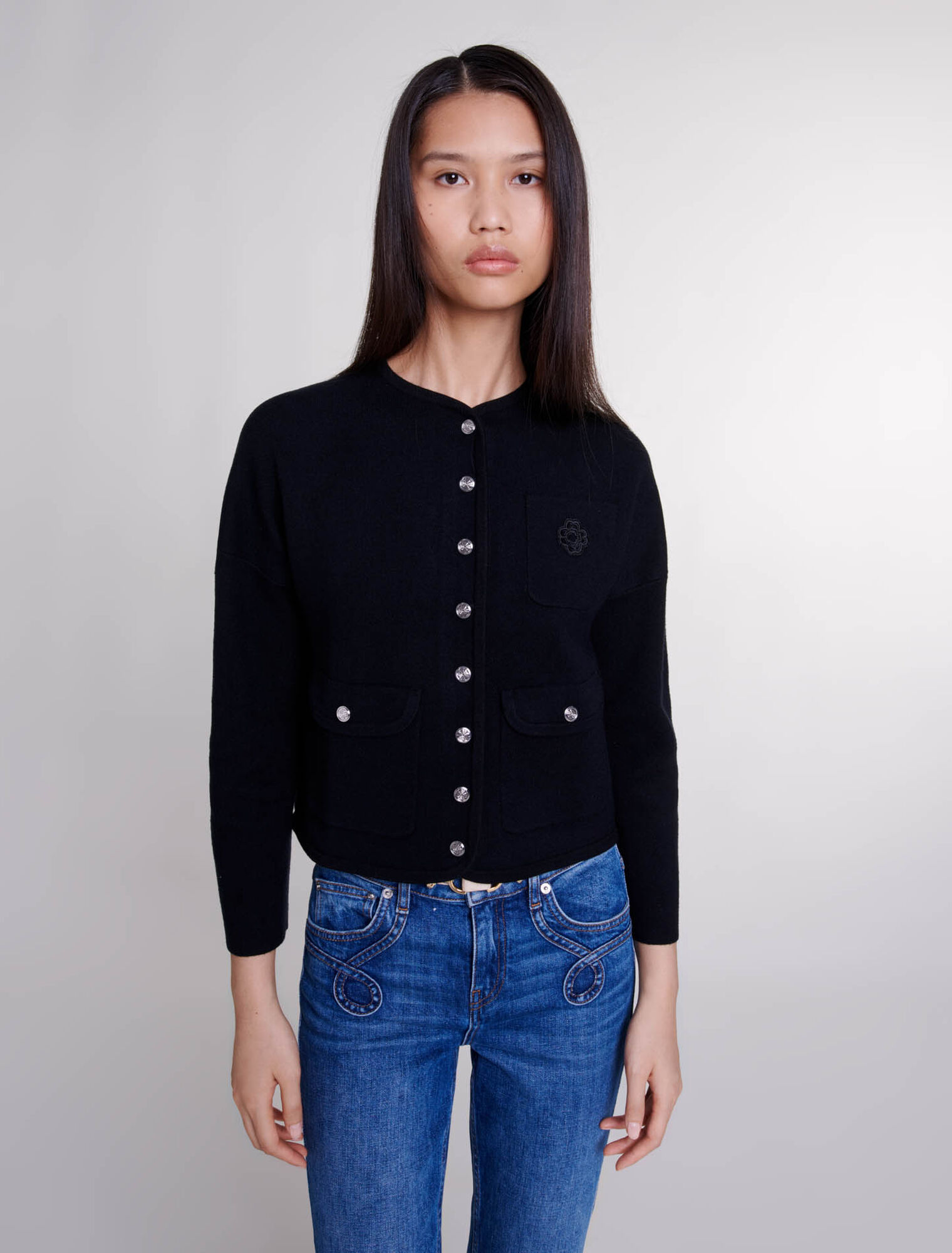 Cropped knit cardigan