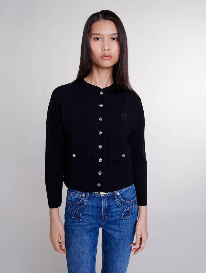 Cropped knit cardigan