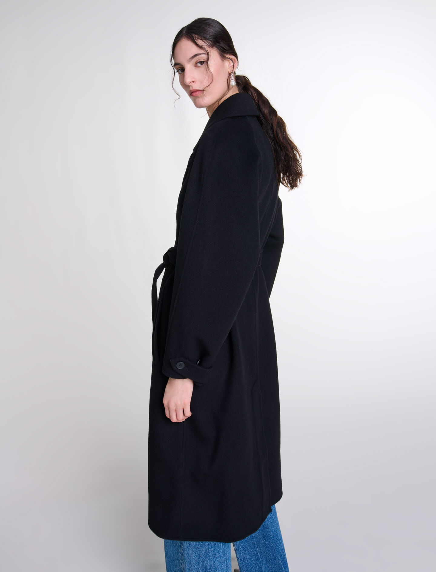 Double-faced mid-length coat Black / Gray For Women | Maje