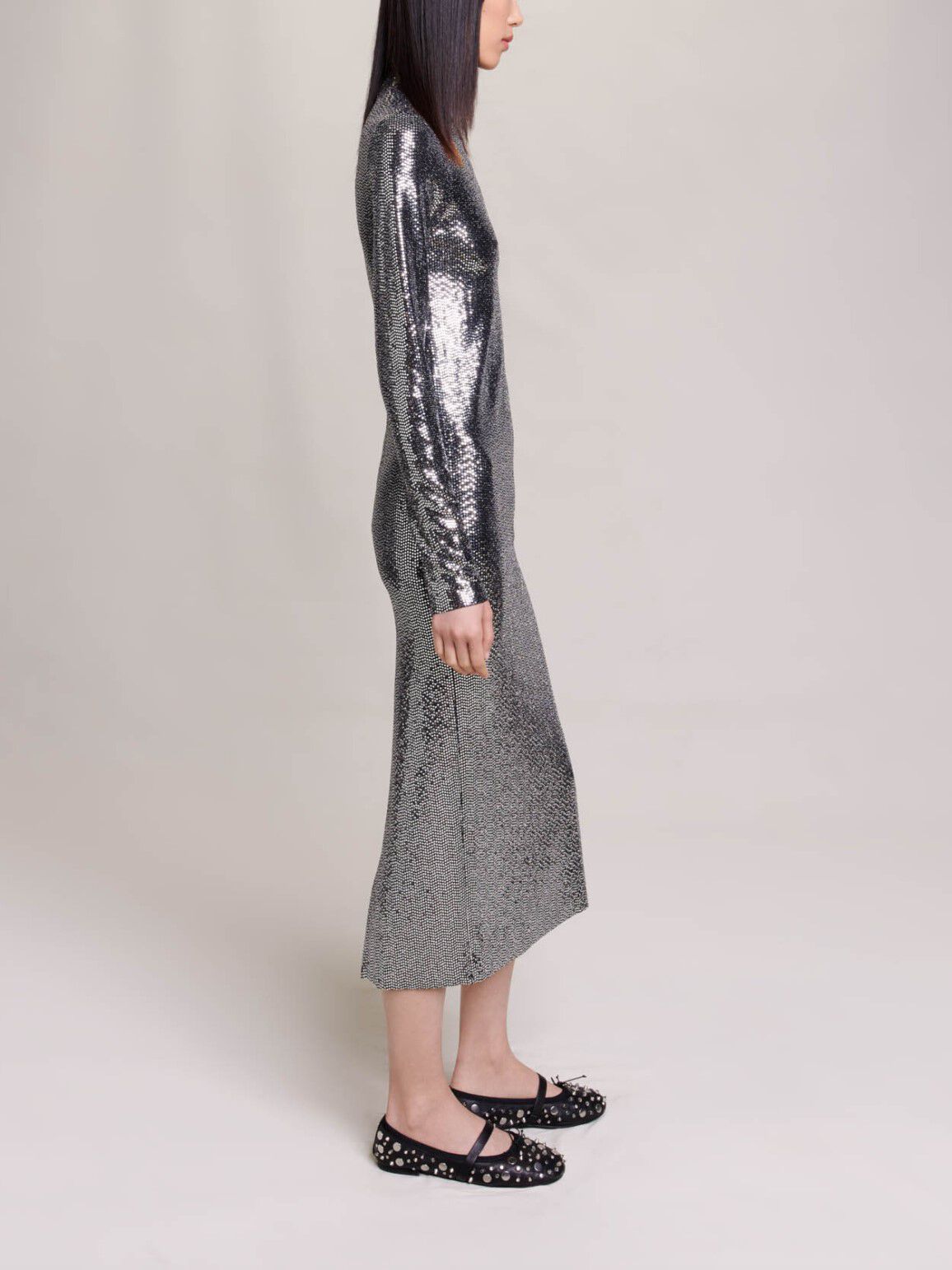 Glitter maxi dress Black / Gray For Women | Maje