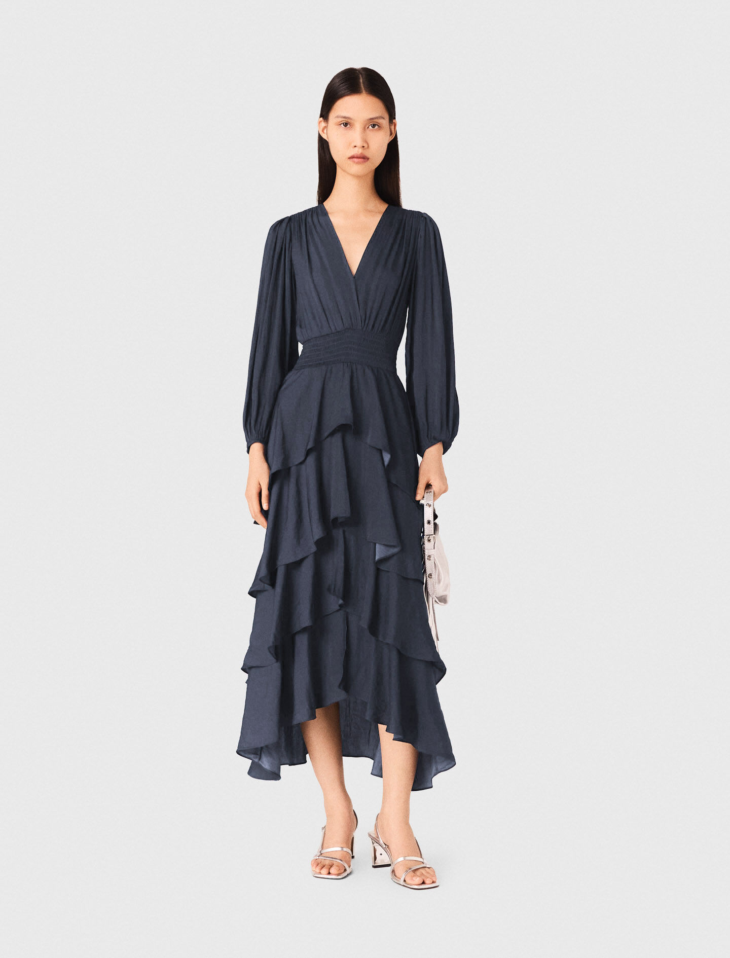 Ruffled maxi dress Blue For Women | Maje