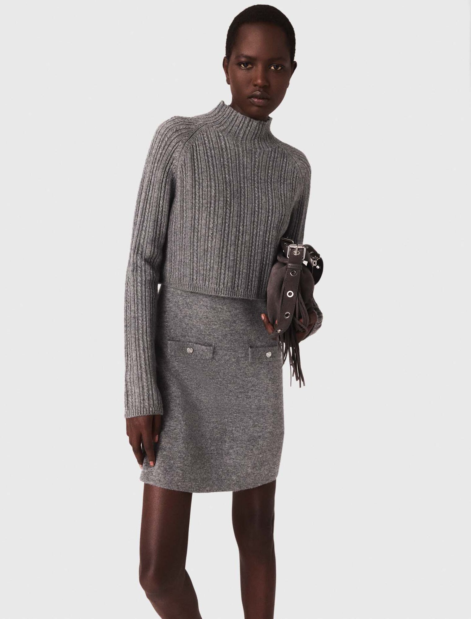 Knit dress with removable sweater