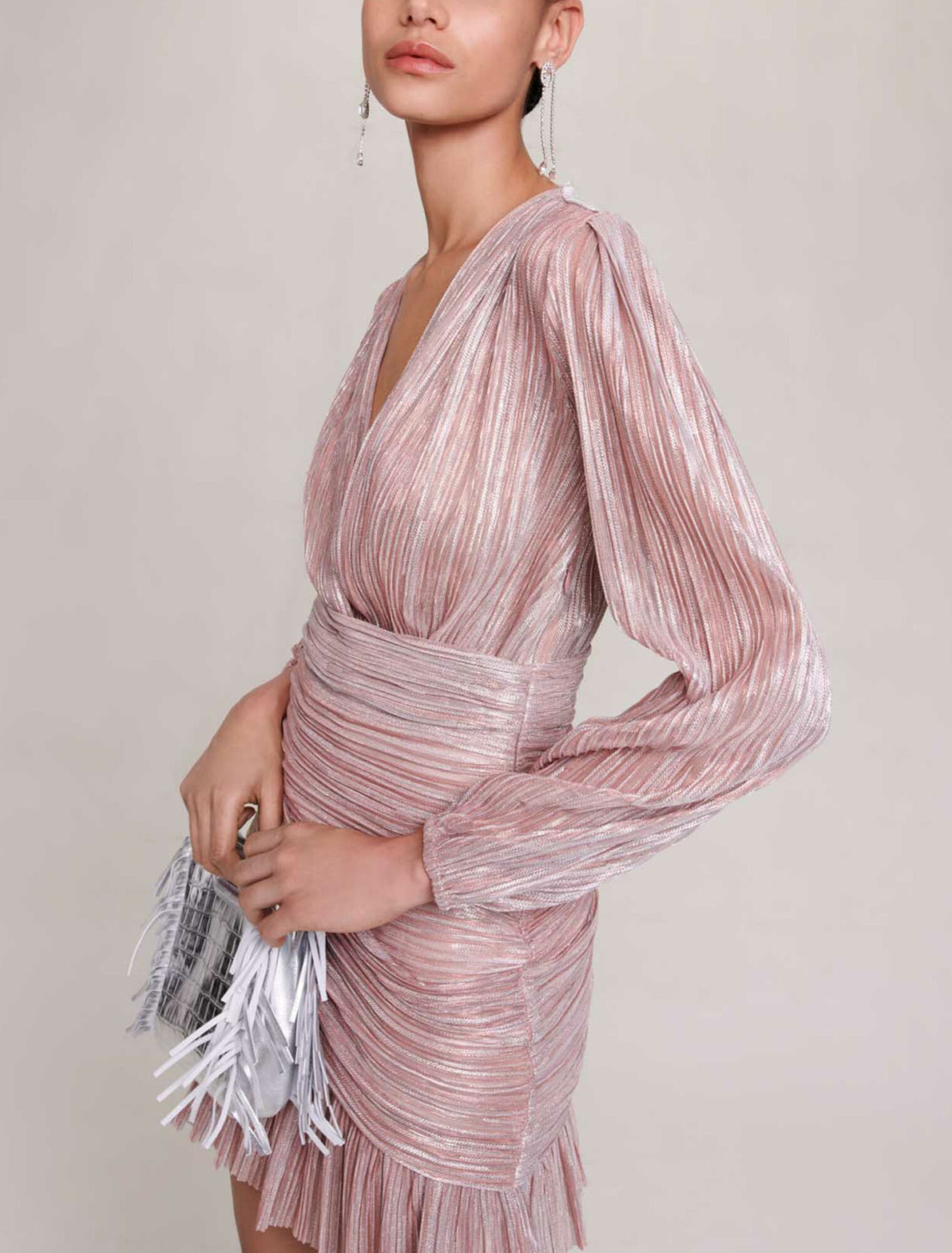 Pleated metallic fibre dress