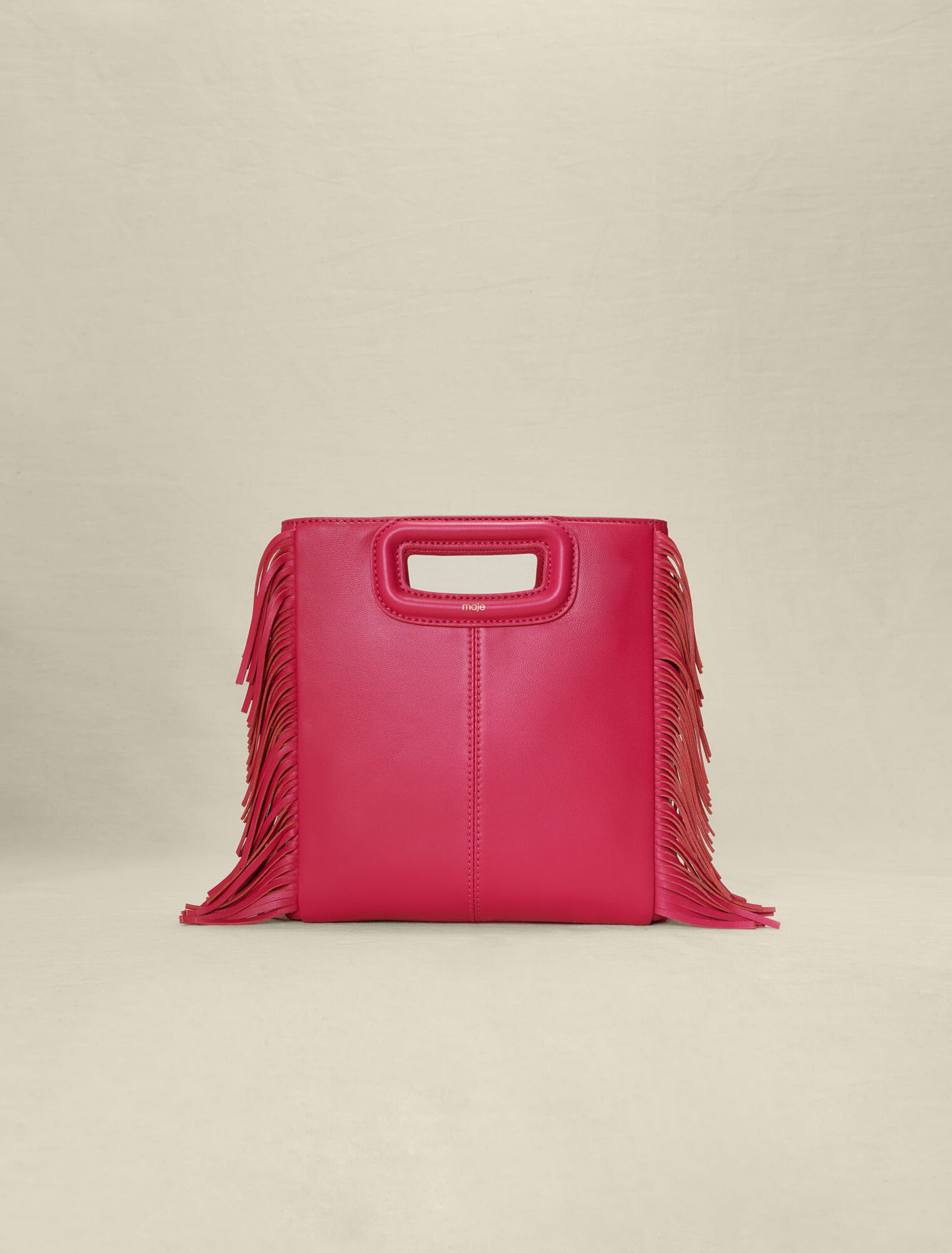 Smooth leather M bag with fringing
