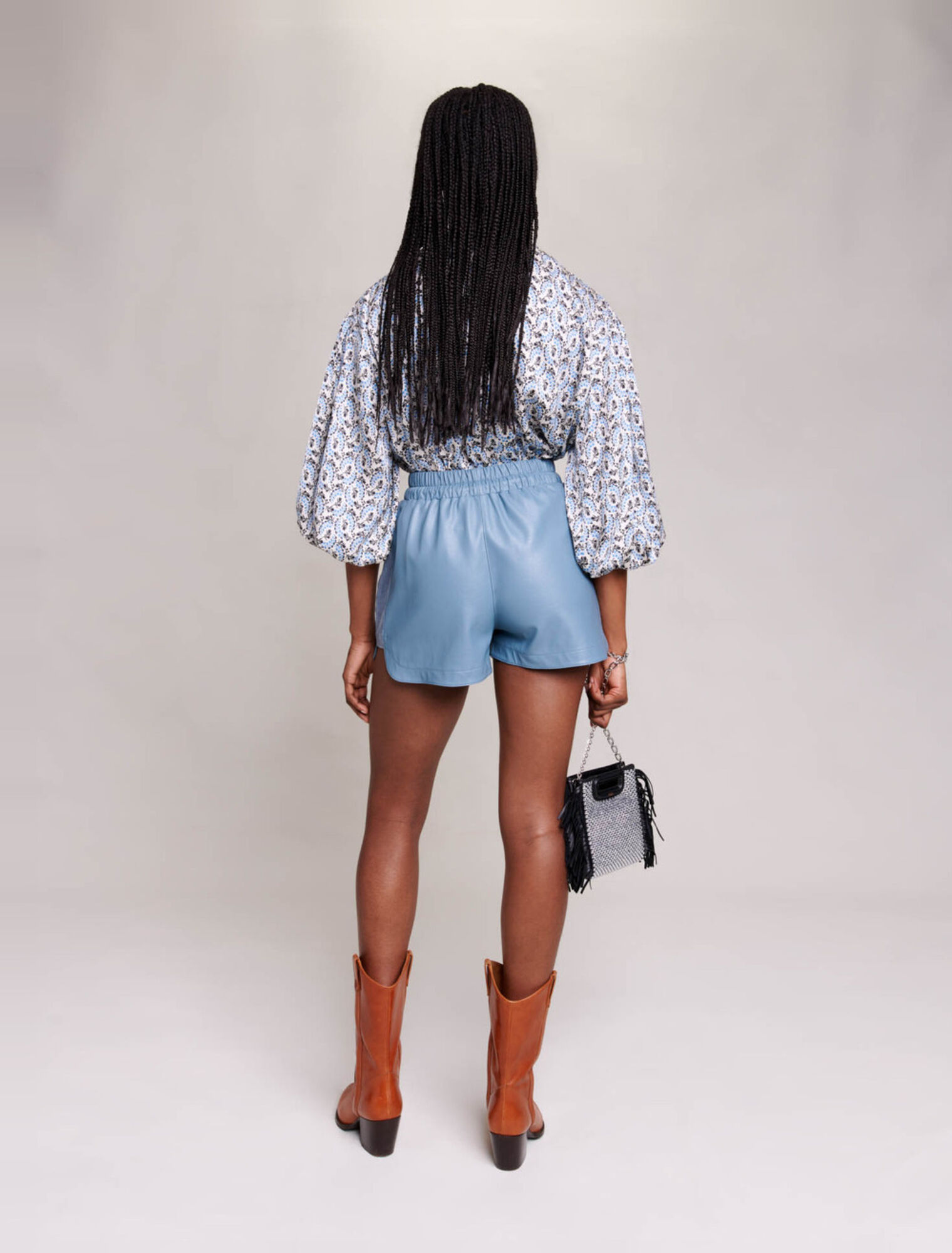 Leather-look shorts