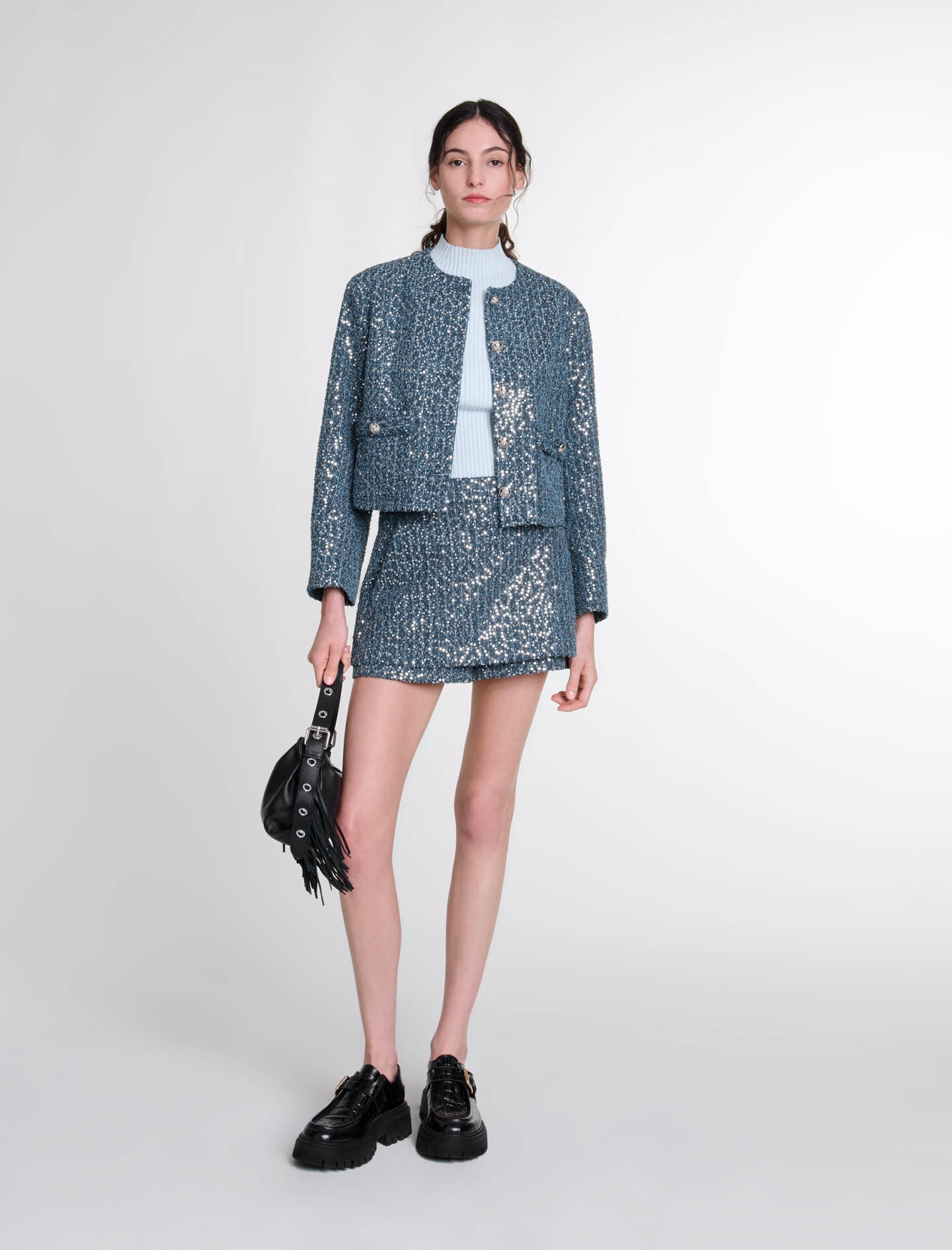 Sequin tweed jacket online