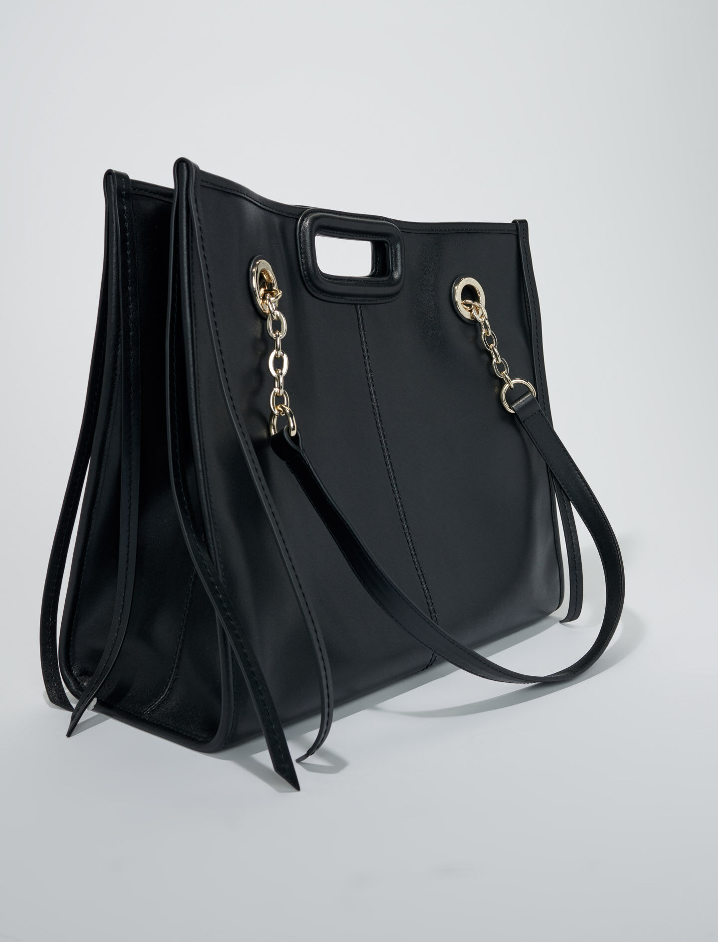 Leather tote bag Black / Gray For Women | Maje