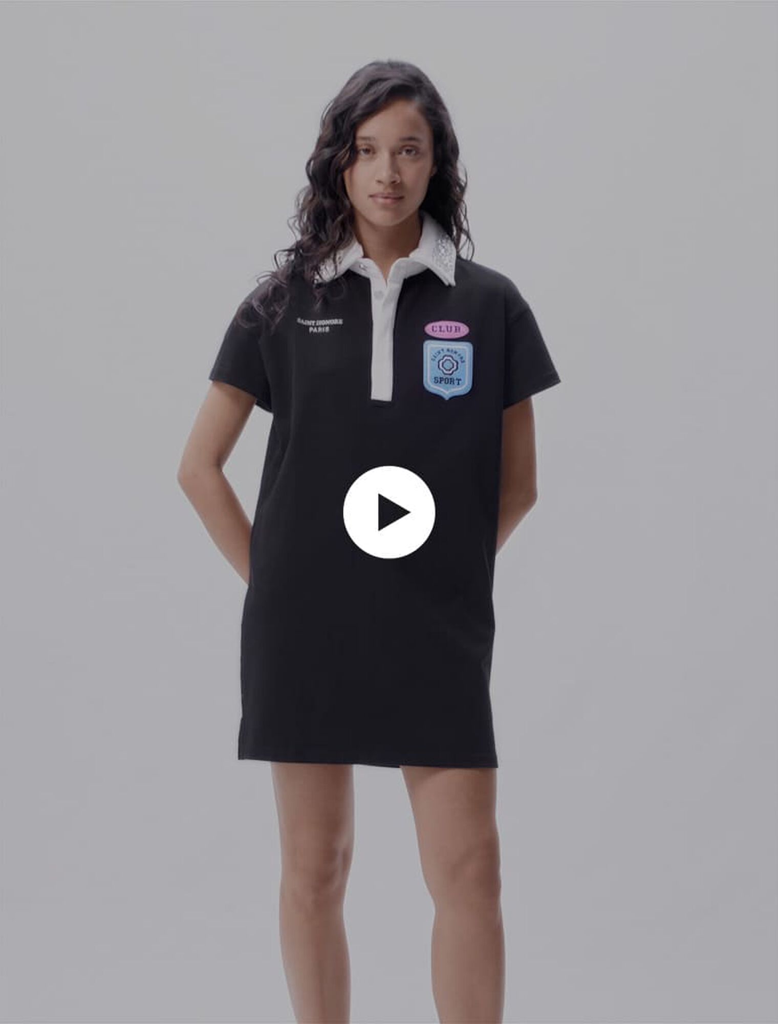 Embroidered rhinestone polo dress