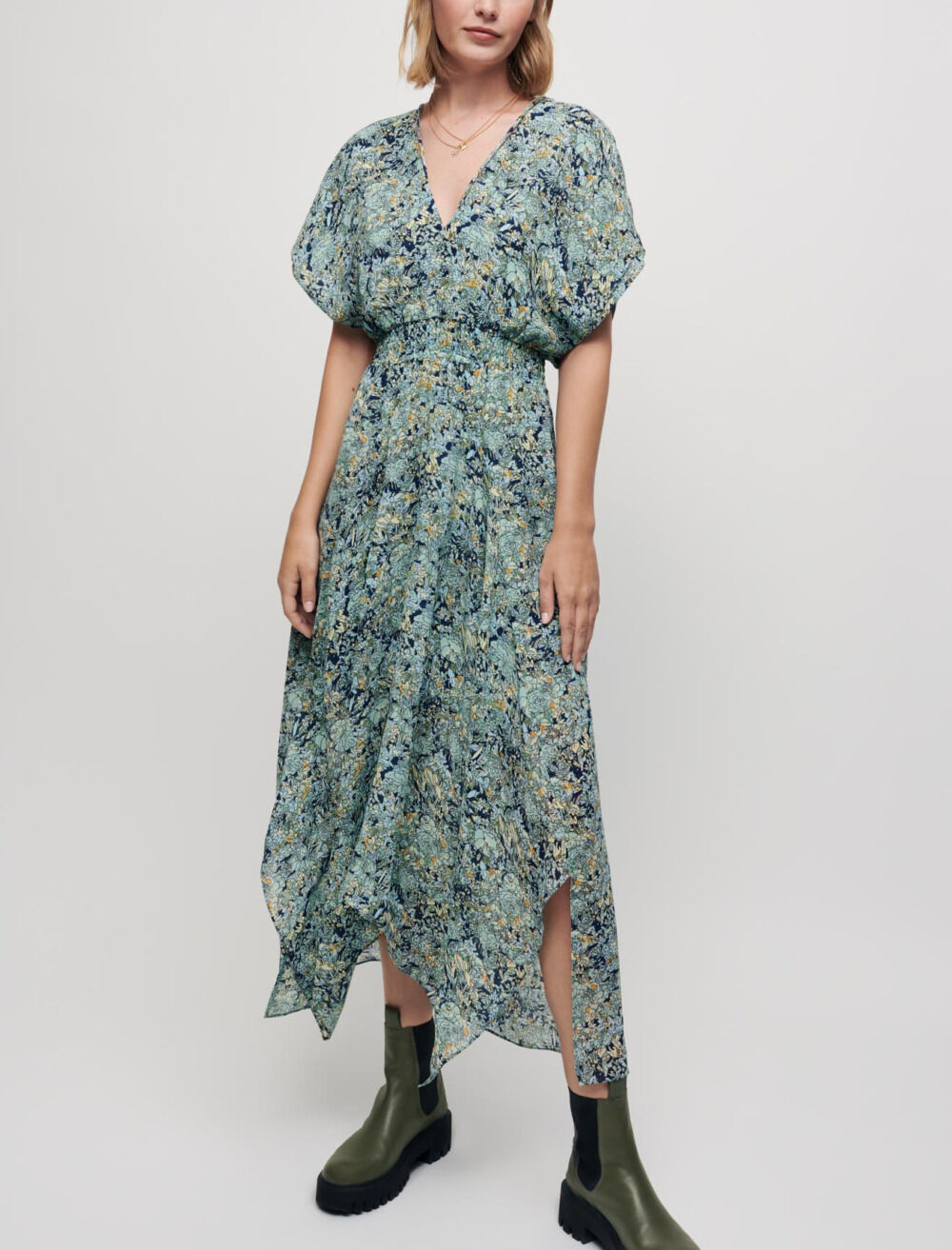 Maje scarf dress in printed chiffon sales