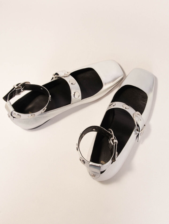 Metallic leather Mary Janes