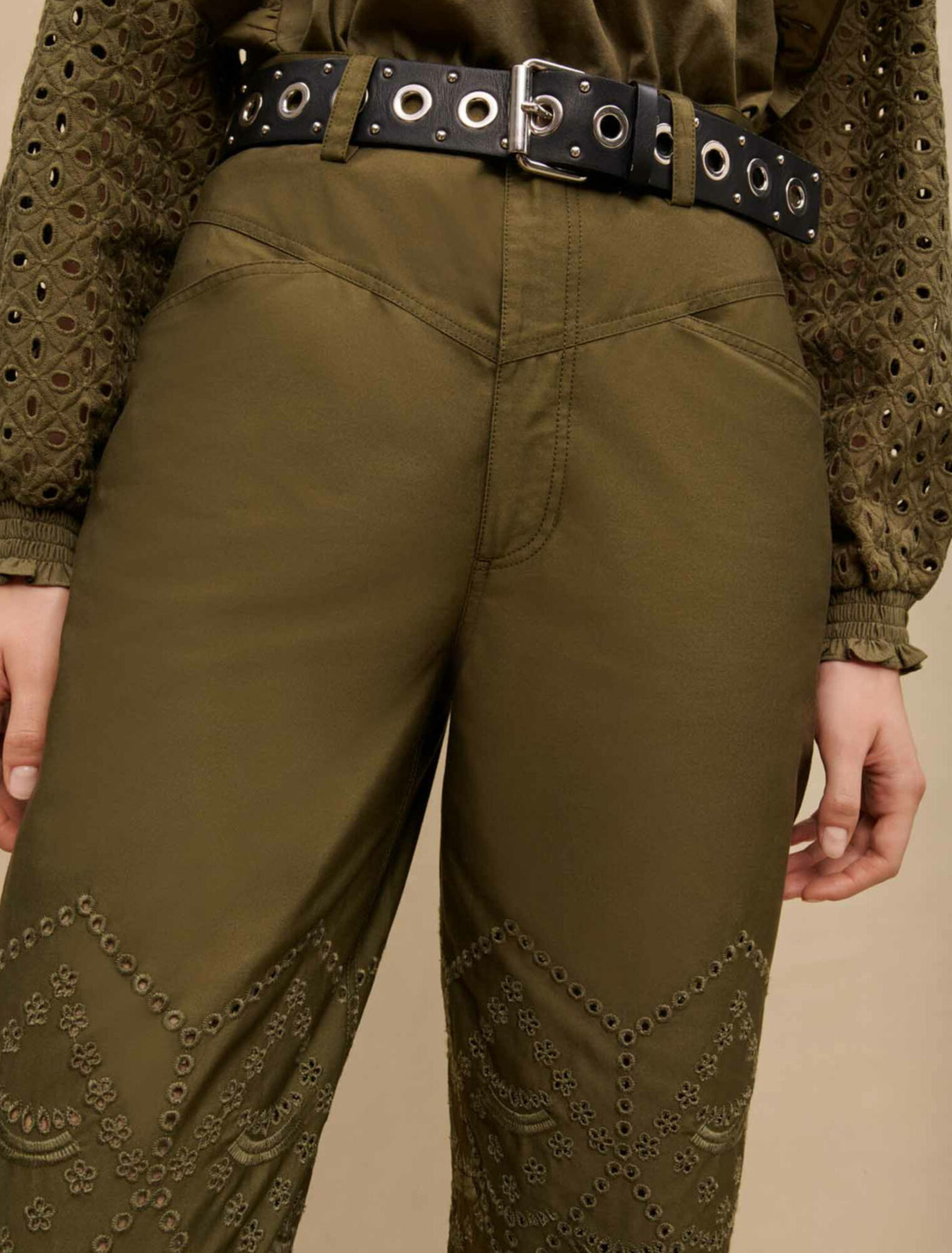 Embroidered cotton pants