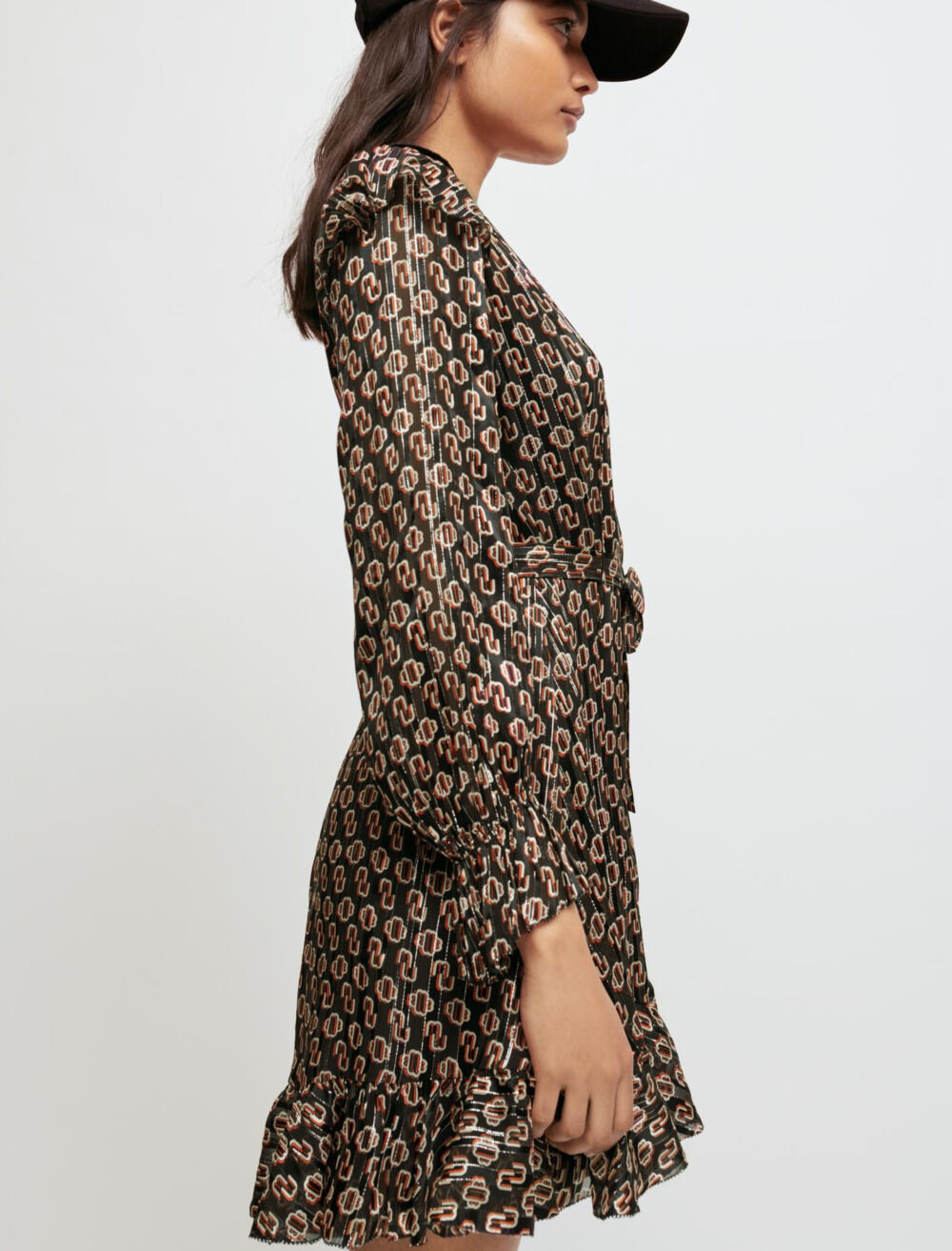 新品正規品  Printed lurex chiffon dress ワンピース