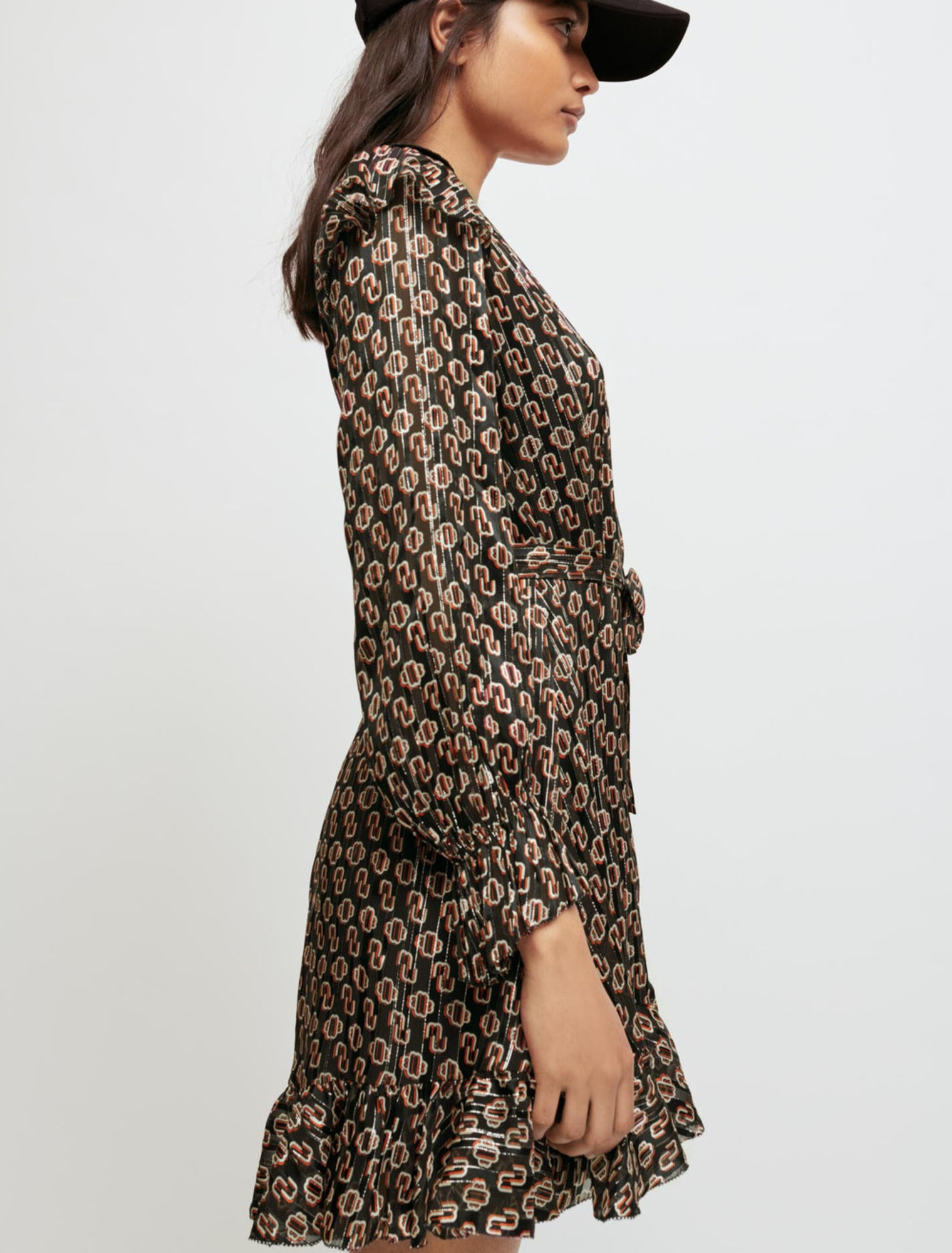 Printed lurex chiffon dress