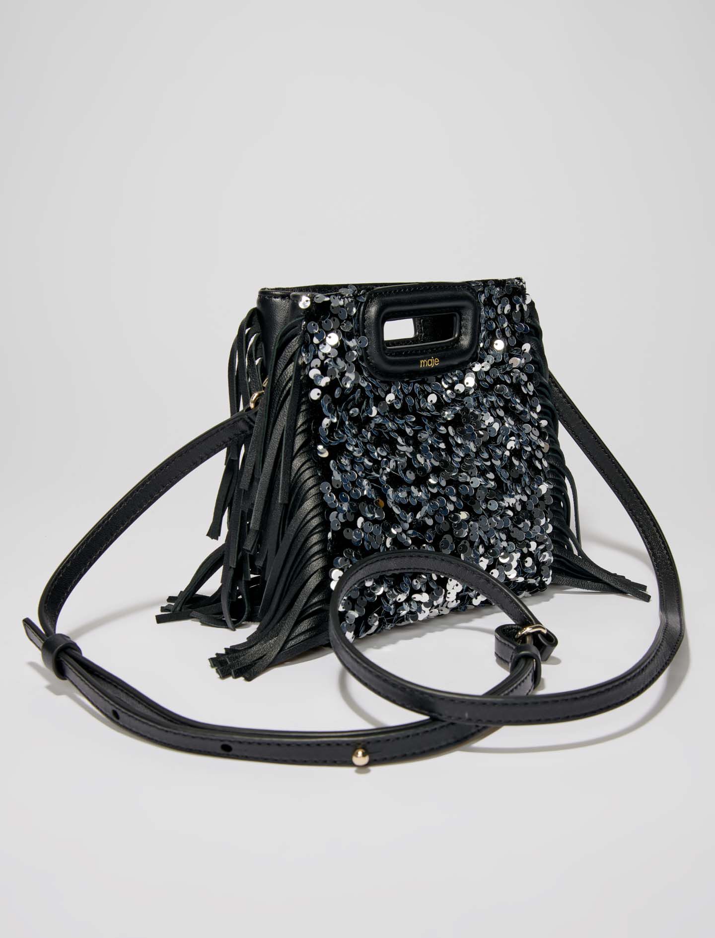 Sequin mini M bag Black / Gray For Women | Maje