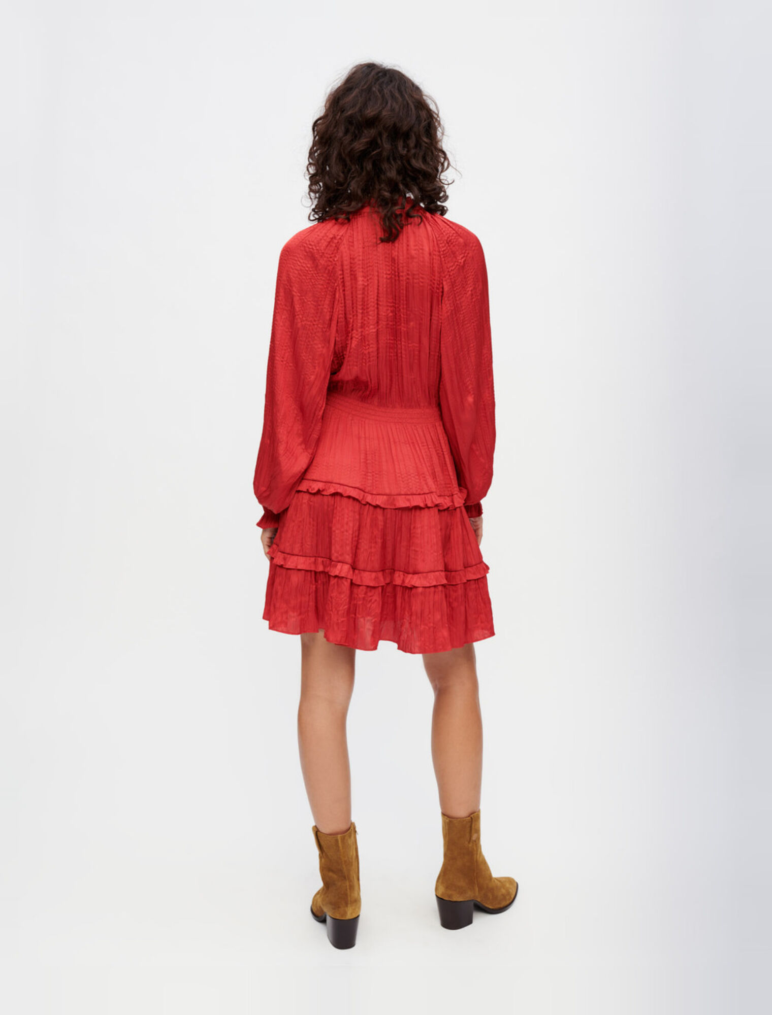 Fluid, pleated satin dress