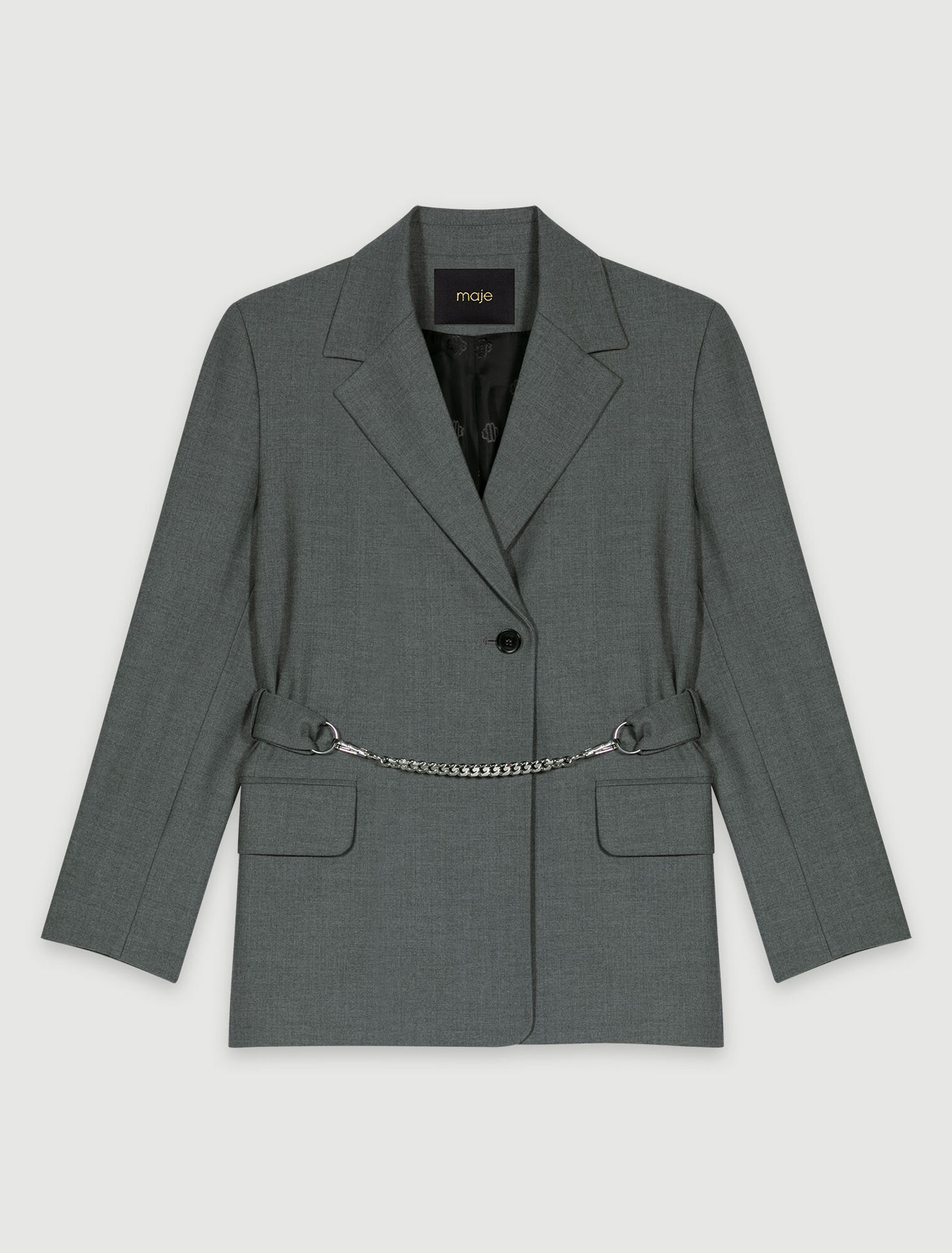Suit jacket with chain belt