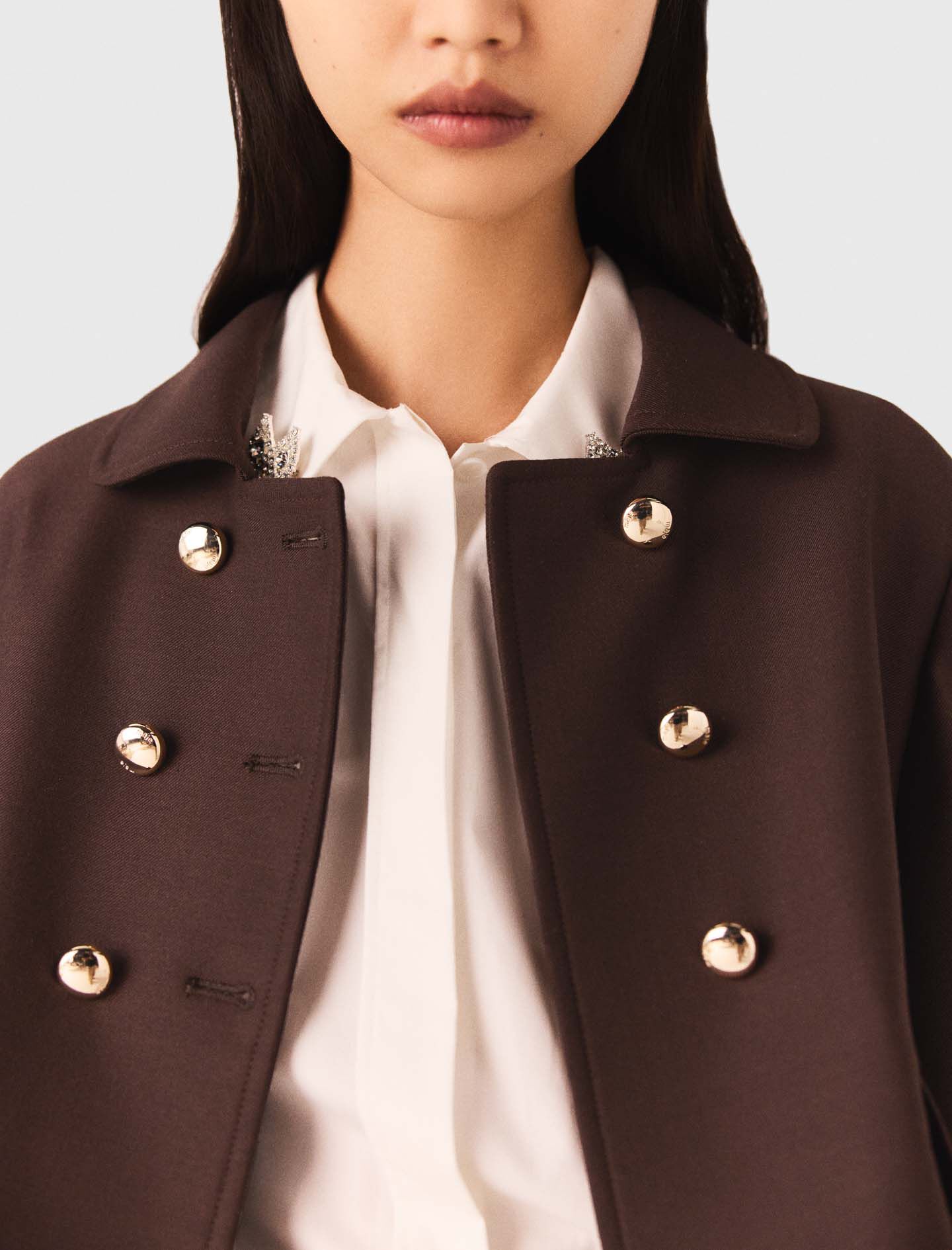 Short double-breasted jacket Brown For Women | Maje