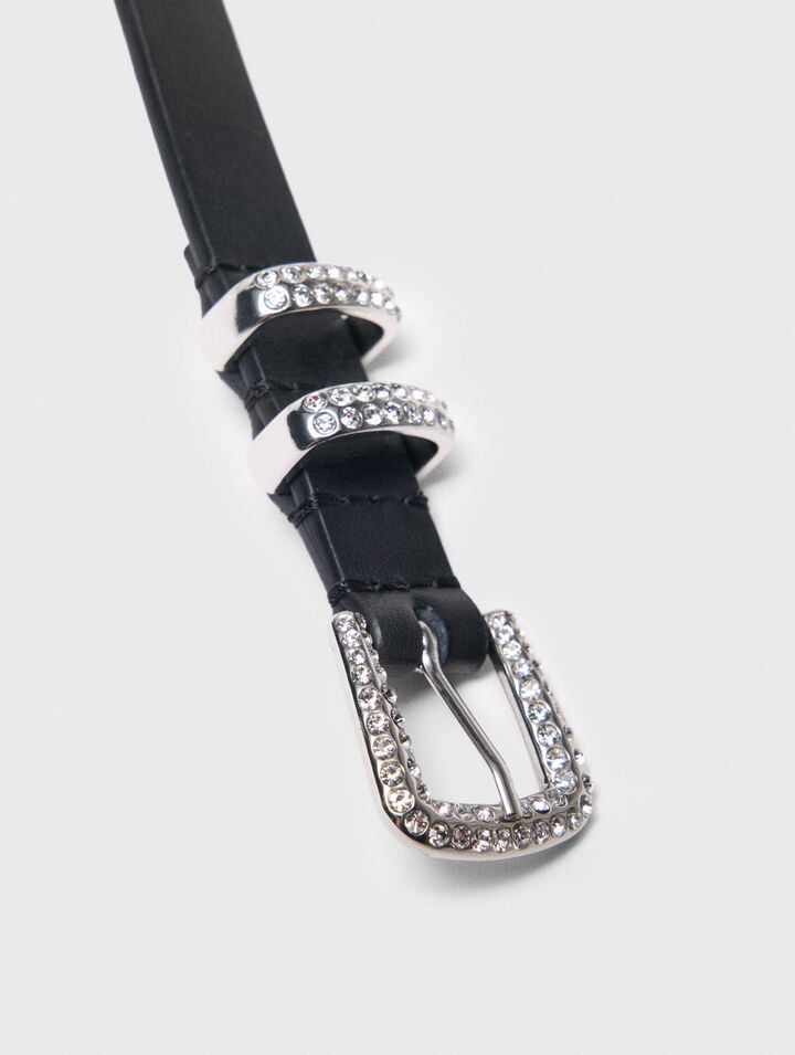 Slim belt with diamanté buckle