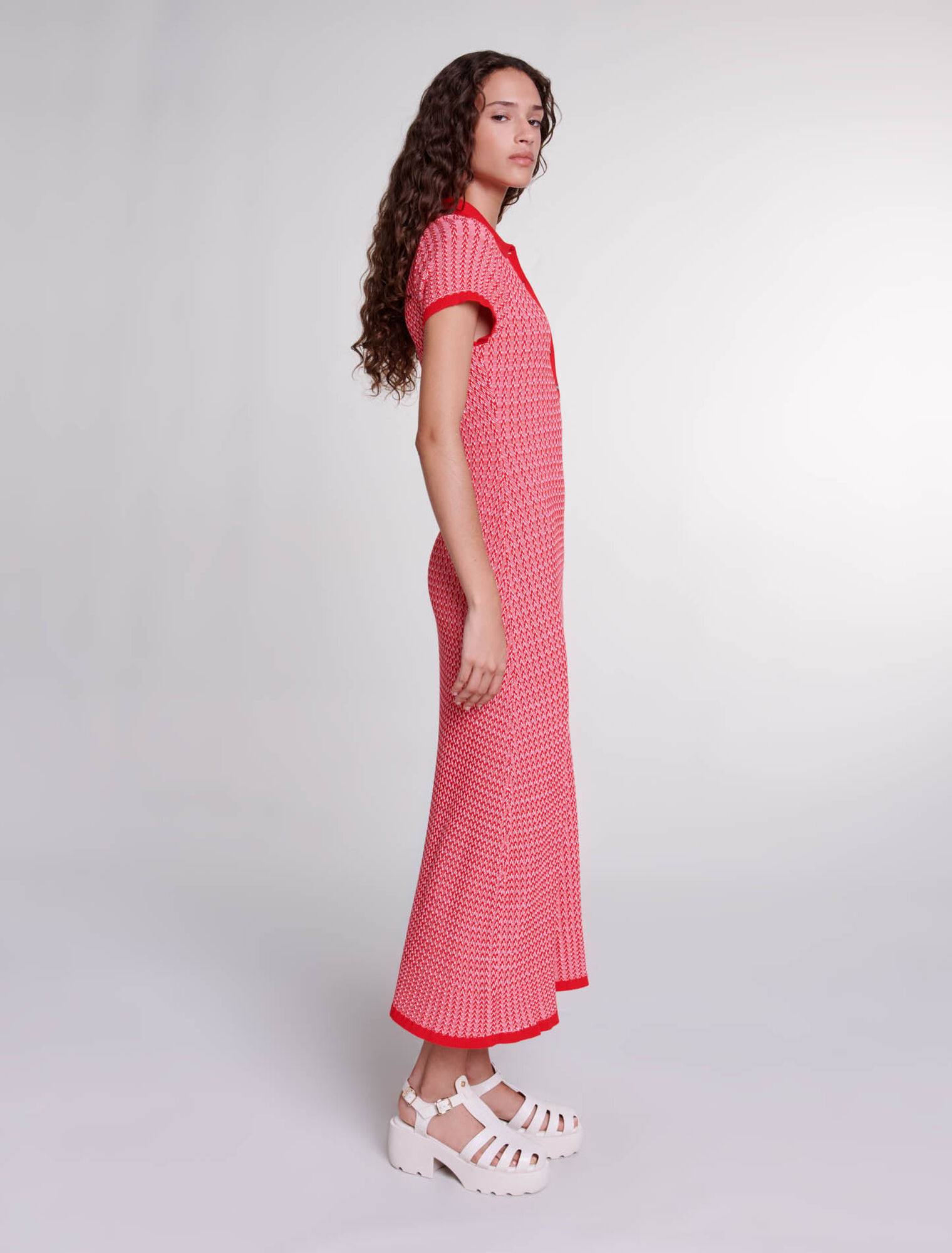 Herringbone knit maxi dress