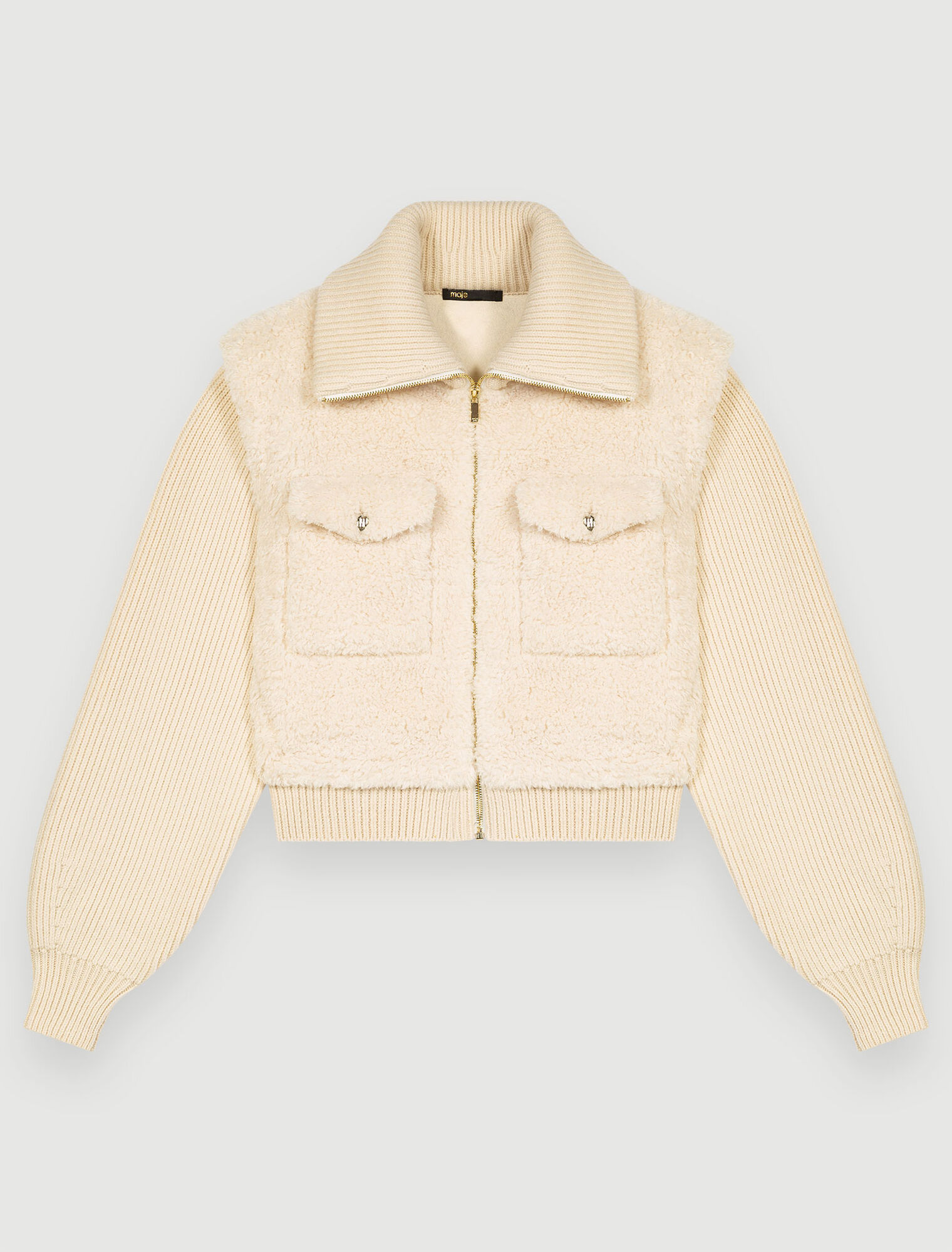 Faux fur and knit jacket