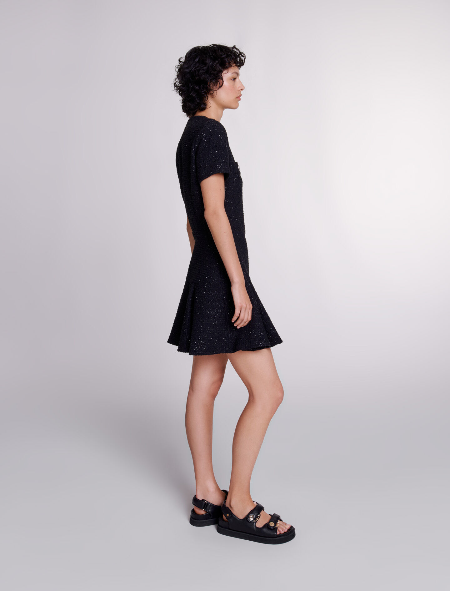 Short tweed dress Black / Gray For Women | Maje