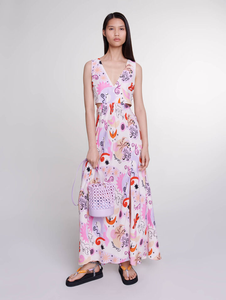 Cutaway silk maxi dress