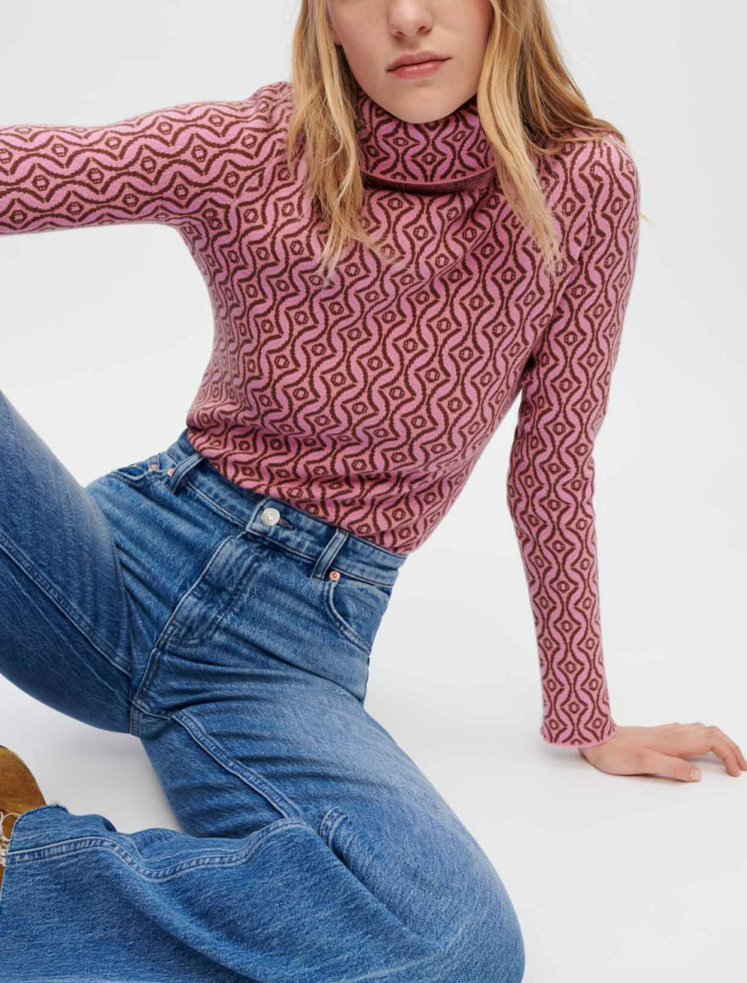 Fitted Maje Clover jacquard pullover