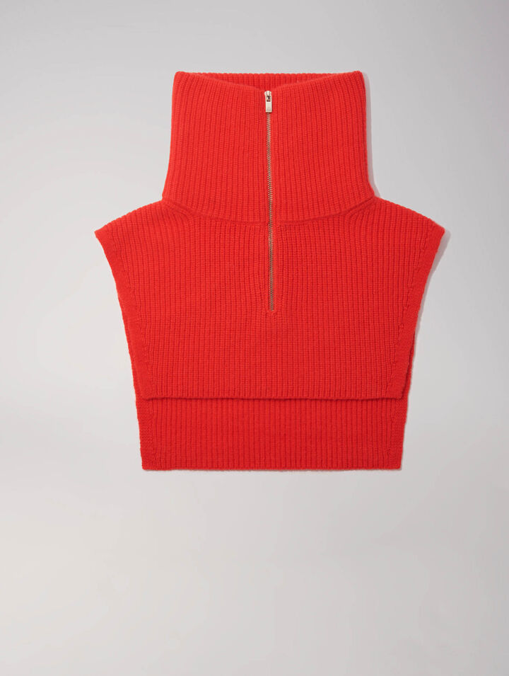 Cashmere/wool zip-up neck warmer