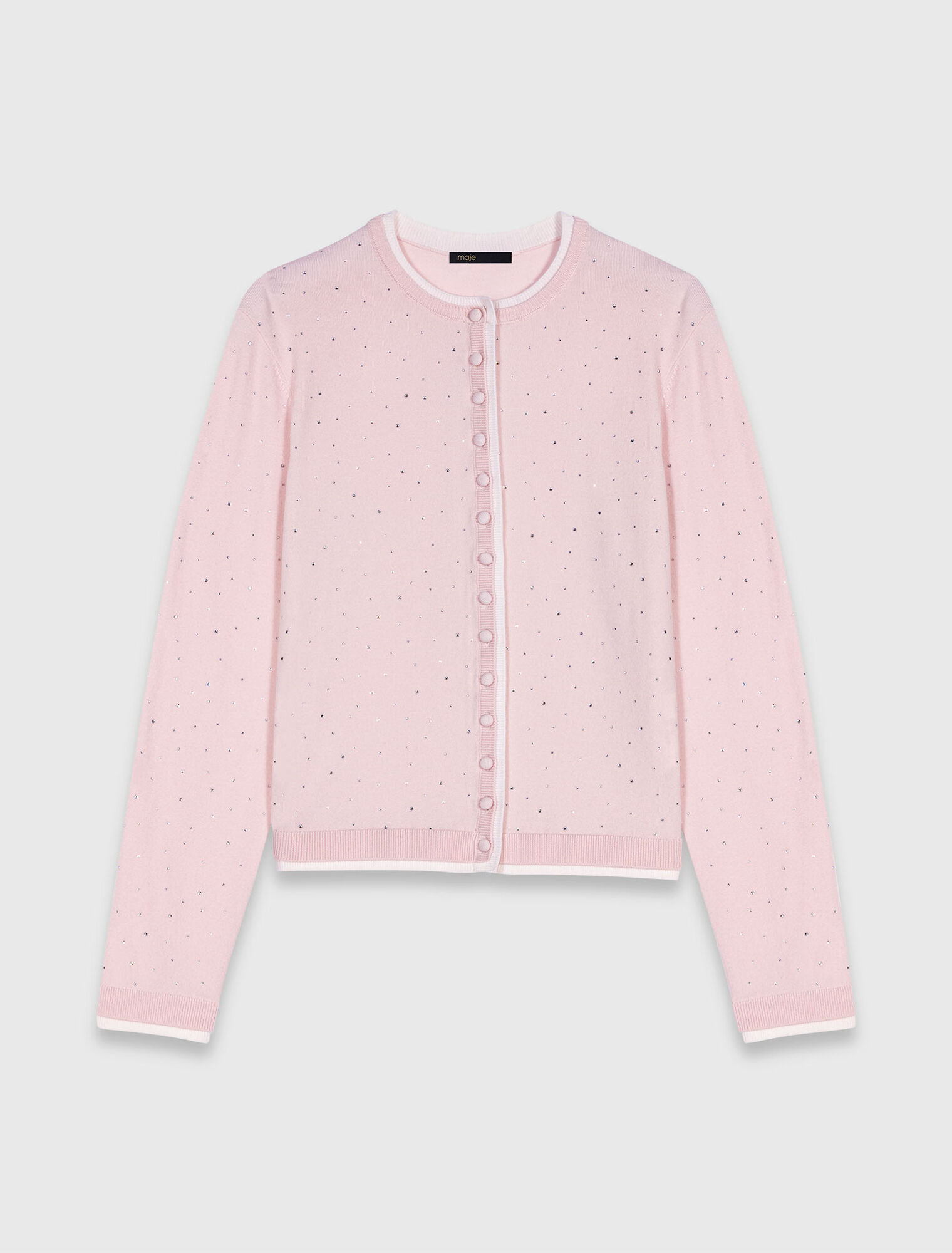 100% wool cardigan with rhinestones
