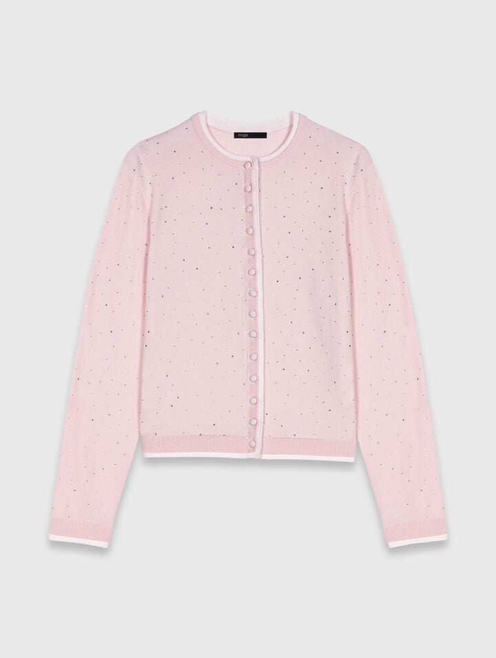 100% wool cardigan with rhinestones