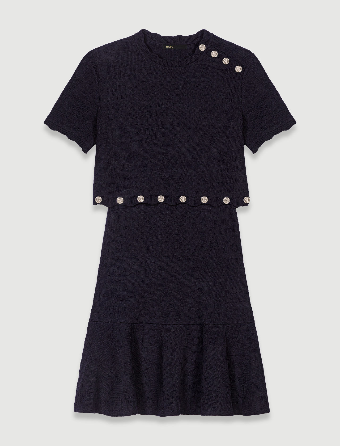 MAJE [マージ] Cotton Strap Mini Dress Trompe l'œil knit mini dress