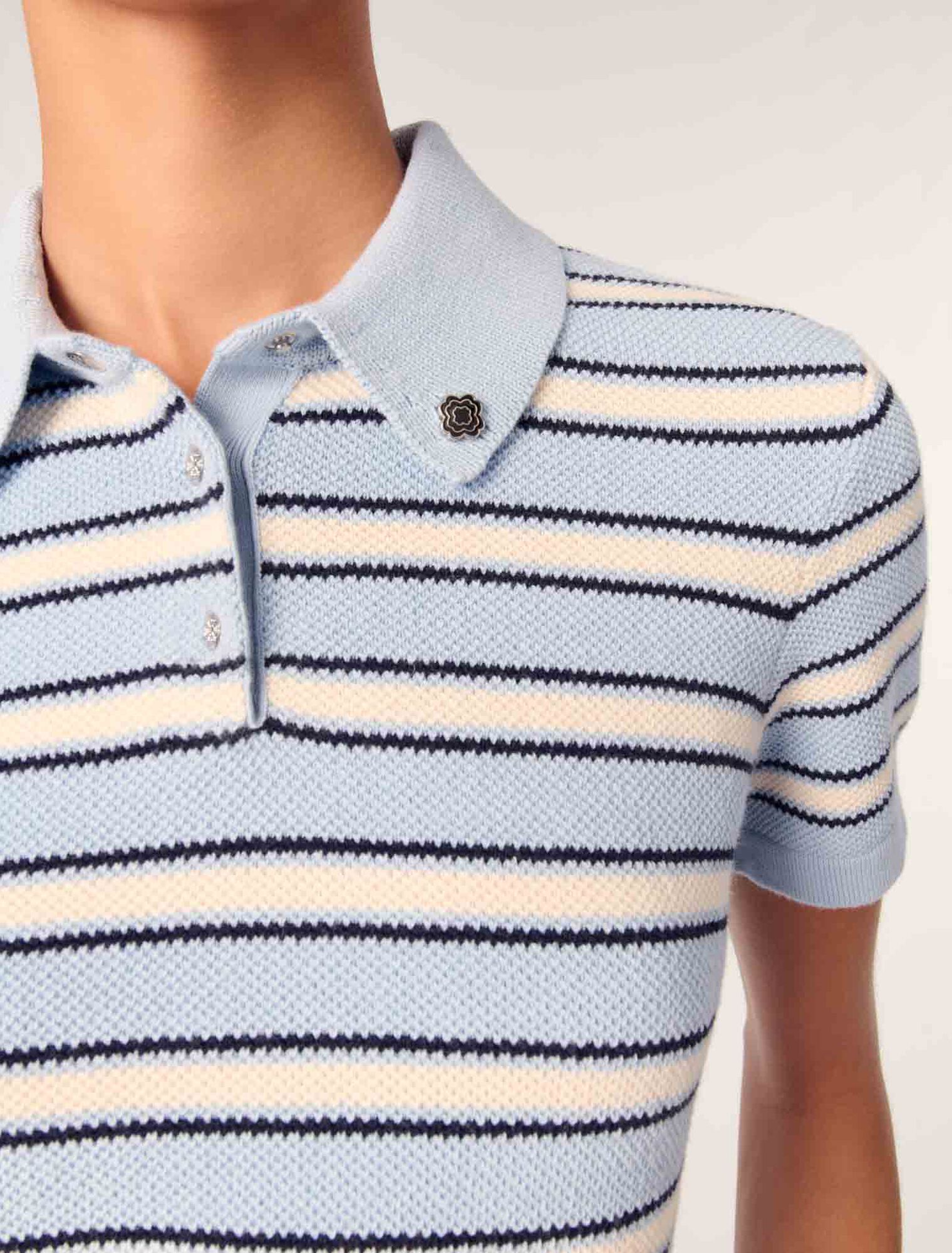 Striped knit polo short sleeve shirt