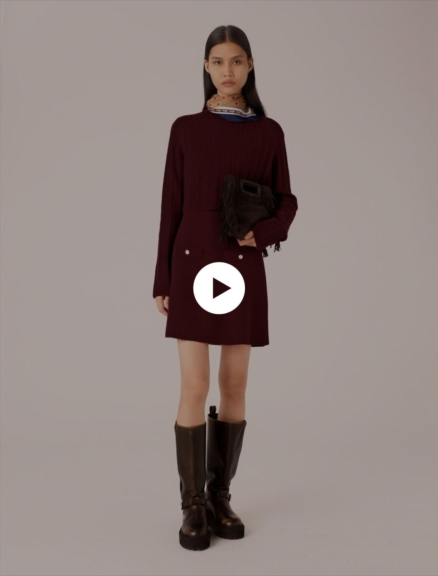 Knit mini dress with removable sweater