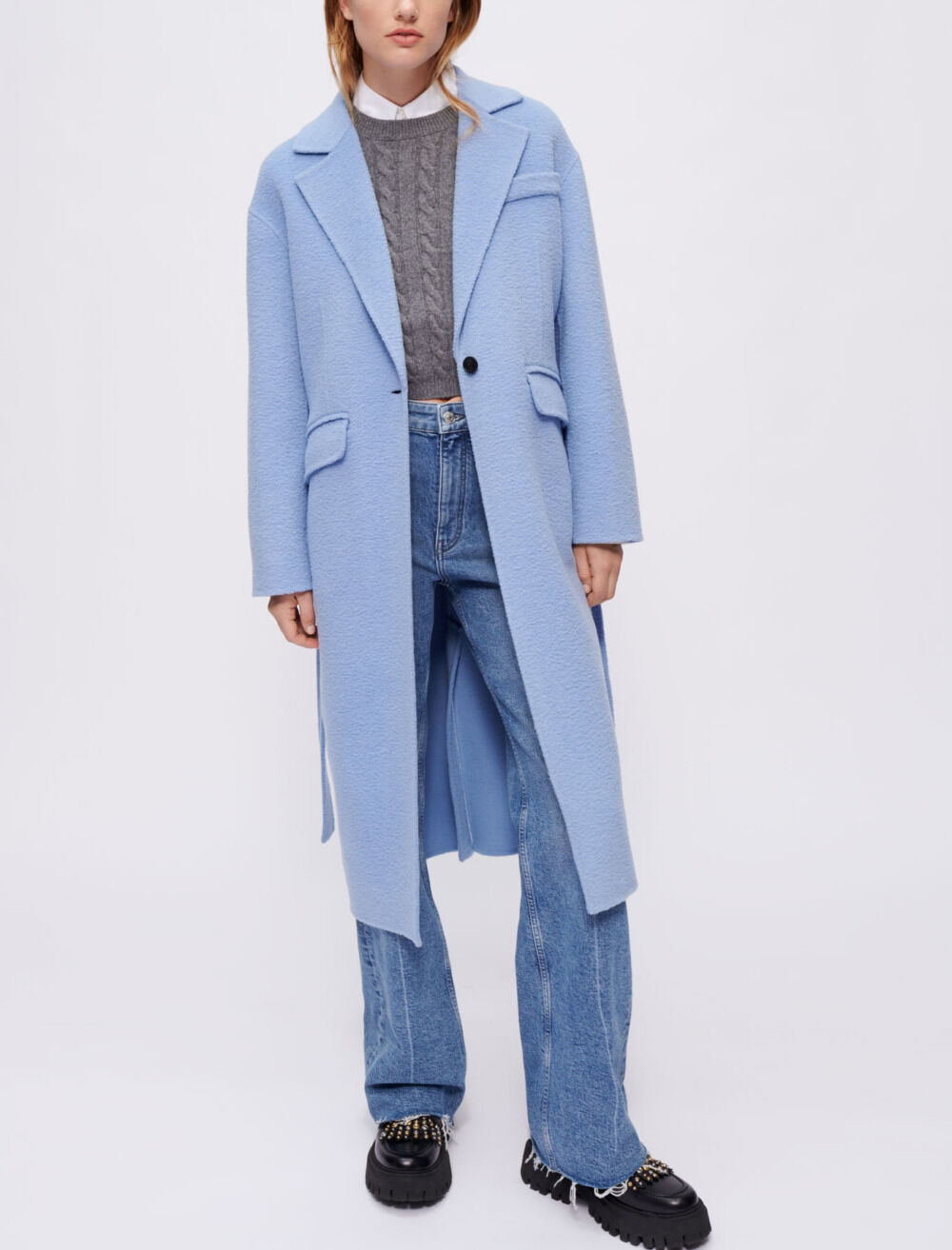 Blue double breasted coat Blue For Women Maje