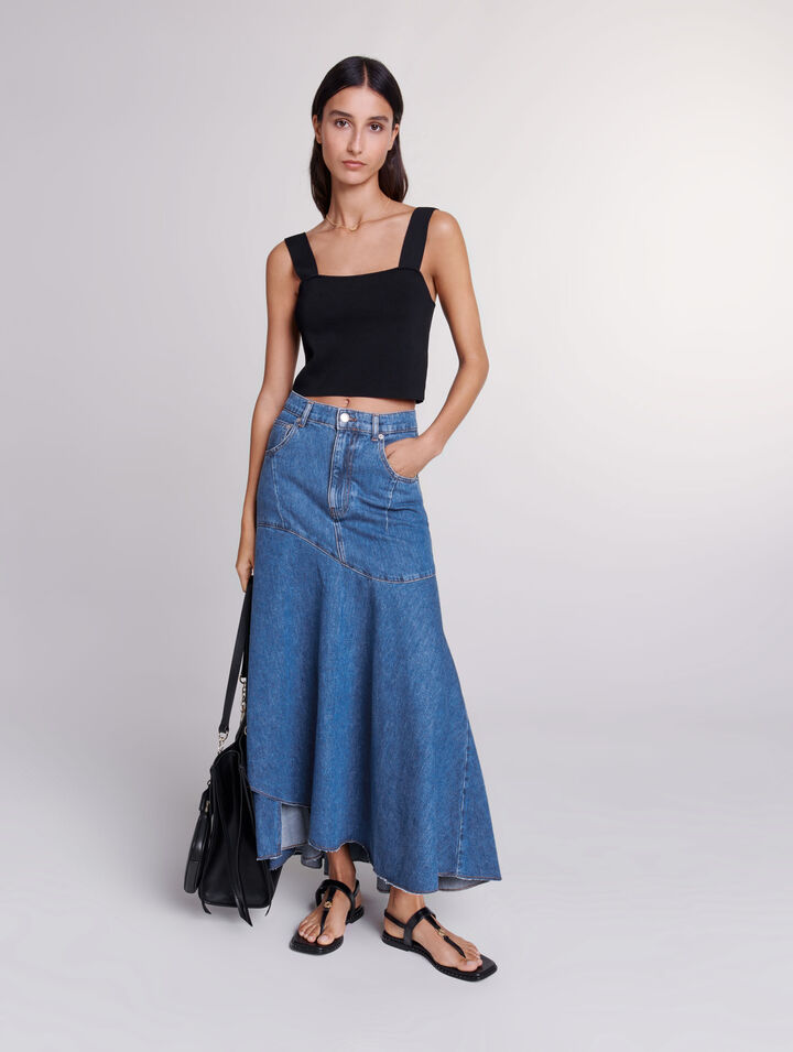 Asymmetrical denim skirt