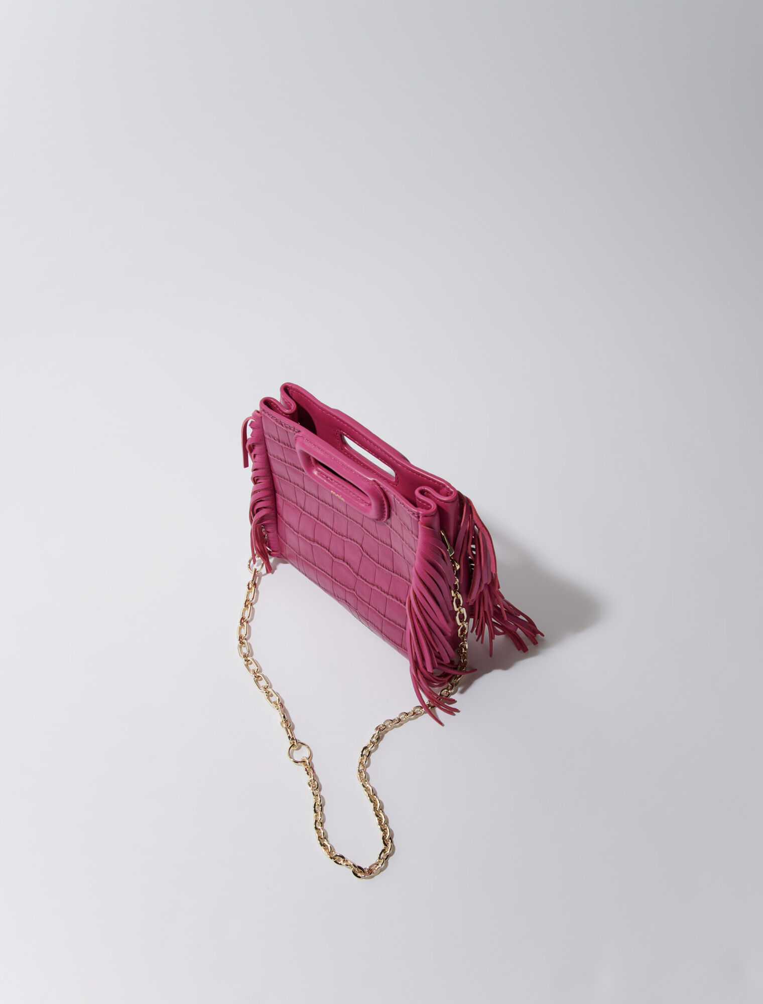 Mini embossed-leather M bag with chain
