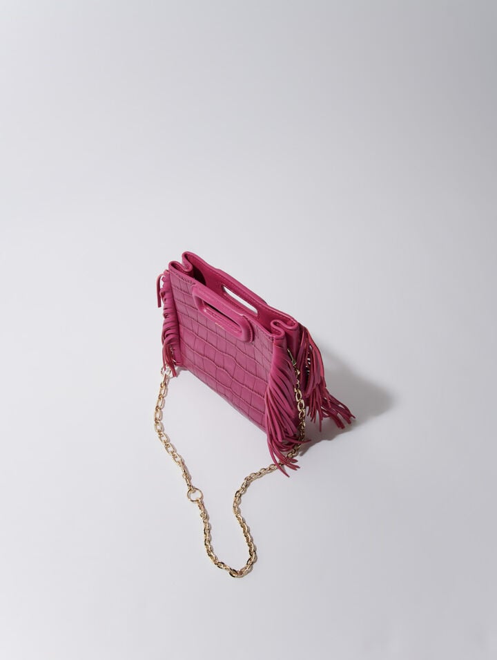Mini embossed-leather M bag with chain