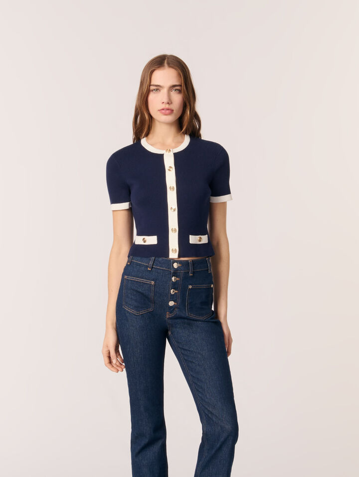 Cropped short sleeve cardigan