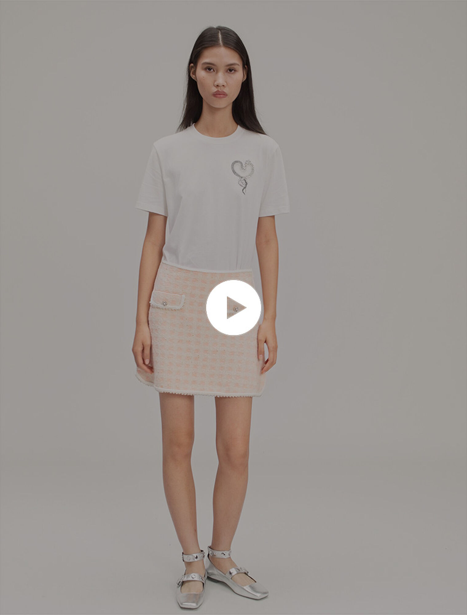 Short tweed-effect knit skirt