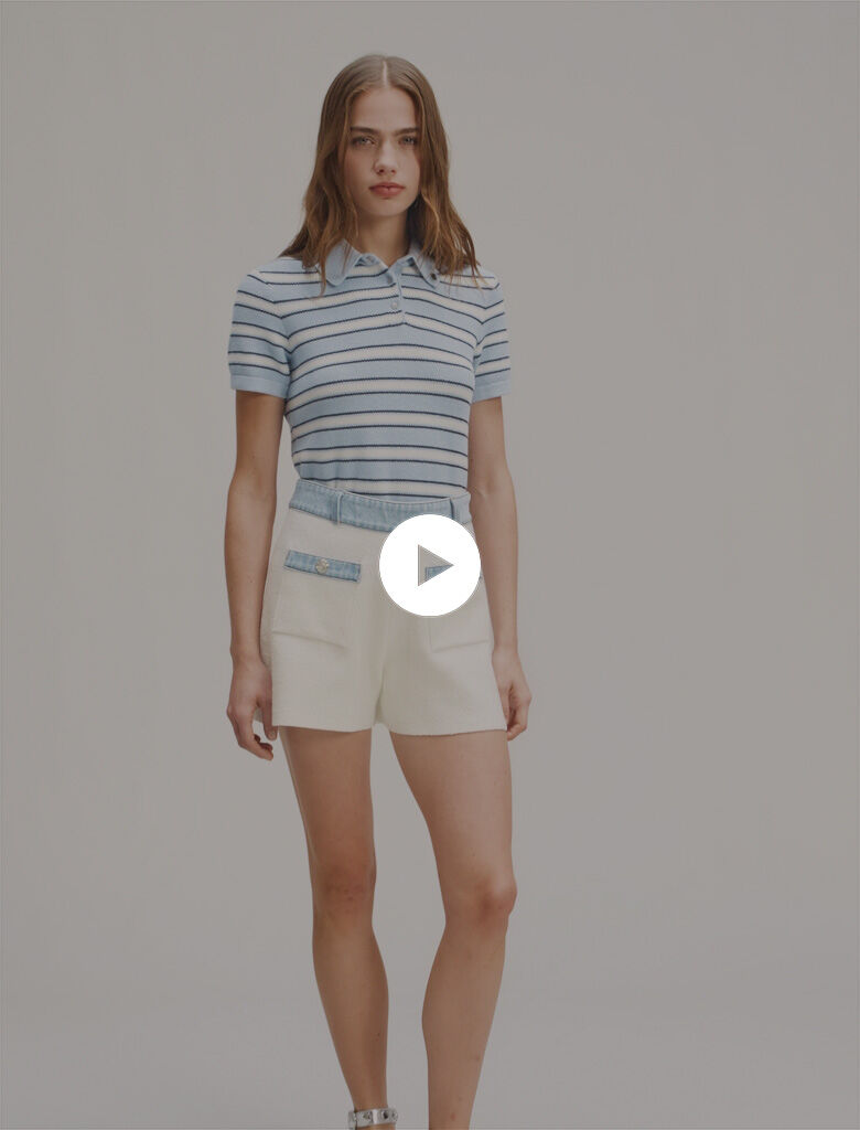 Knitted shorts with denim trim White For Women | Maje