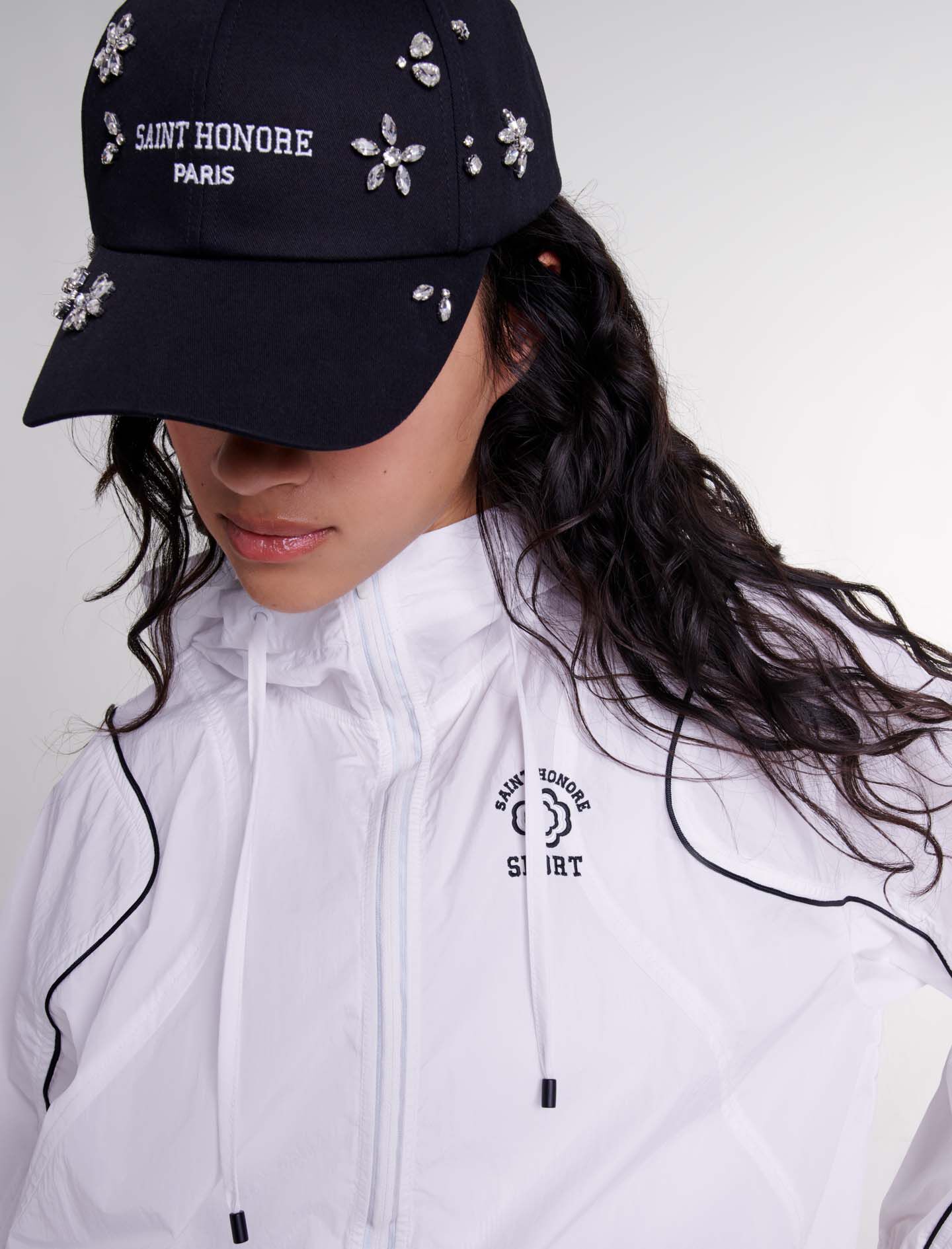 Cotton and rhinestone cap Black / Gray For Women | Maje